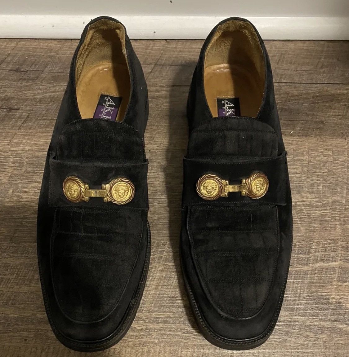 A.K. Rikk's Mens 8.5 Black Suede Leather Loafter Dress Shoes