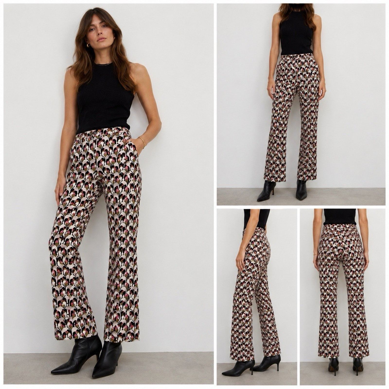 Laurel Laurel Women’s Trousers 27” Art Deco Ankle Flair Size 26" / US 2 / IT 38 - 1 Thumbnail