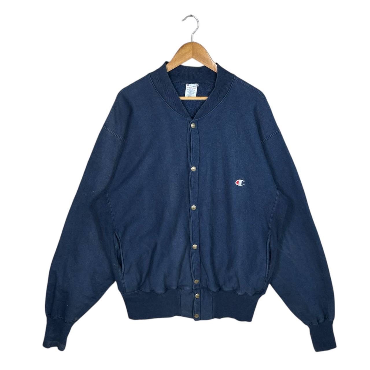Champion Vintage Champion Reverse Weave Snap Button Jacket Navy Blue Size US L / EU 52-54 / 3 - 1 Thumbnail