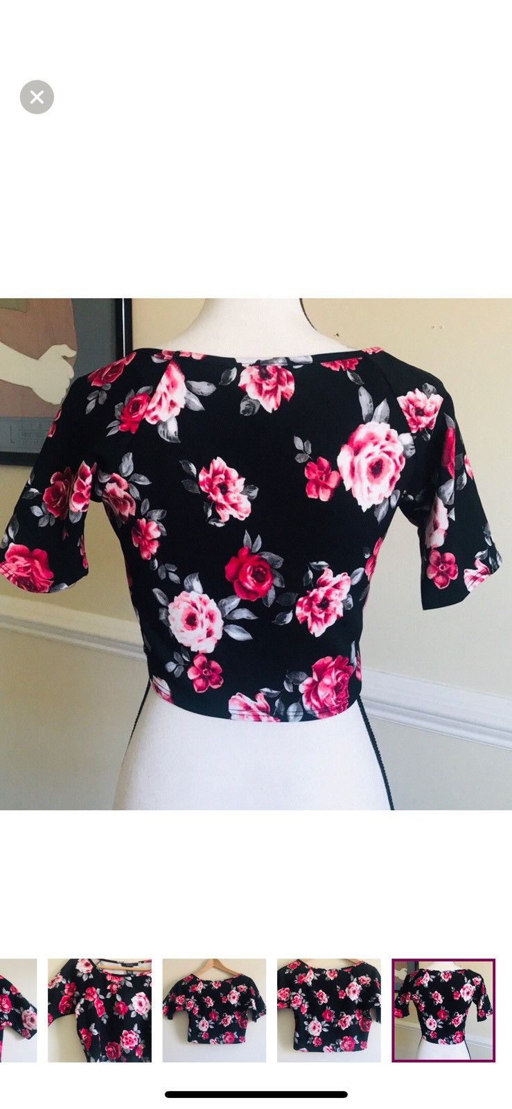 Forever 21 FOREVER 21 FLORAL SHORT SLEEVE CROP TOP Size L / US 10 / IT 46 - 8 Thumbnail