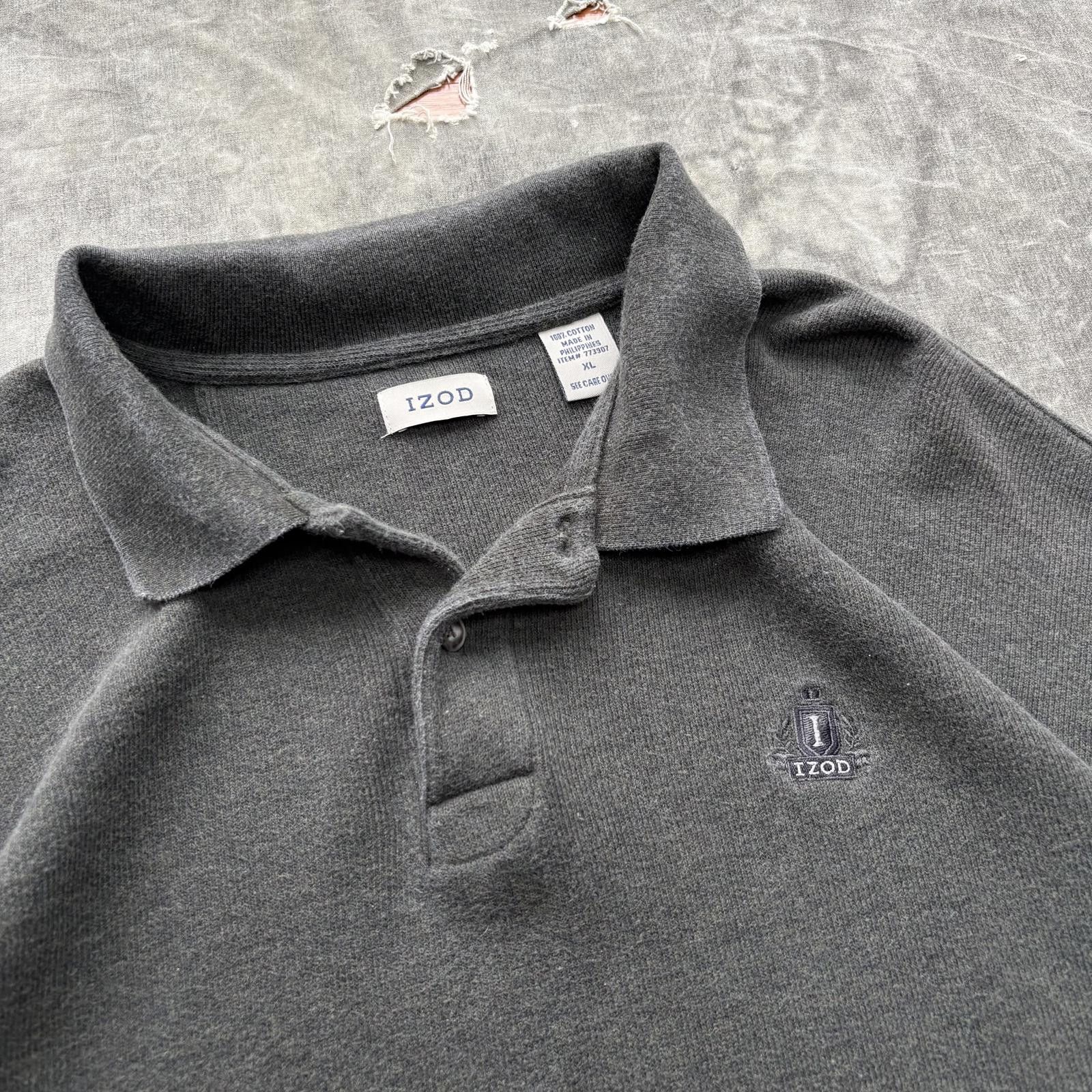Izod Vintage Y2K Izod Moss Green Ribbed Grunge Rugby Polo Shirt Size US XL / EU 56 / 4 - 2 Thumbnail