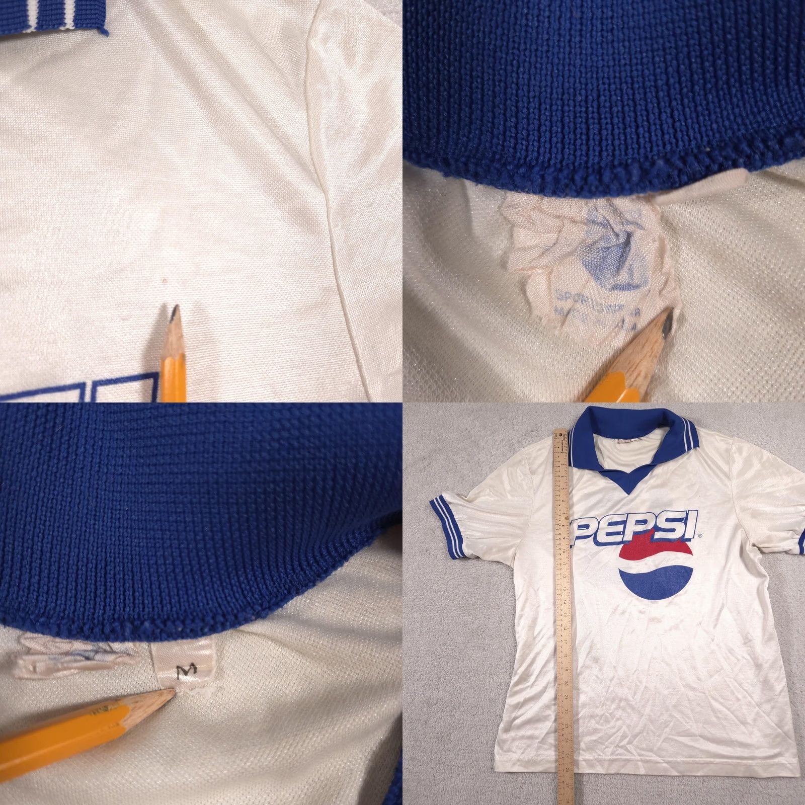 Vintage VINTAGE Pepsi Shirt Mens Medium Ringer V Neck Made USA 80s White Short Sleeve Graphic Print Logo Tennis Collar Sportswear Size US M / EU 48-50 / 2 - 9 Thumbnail
