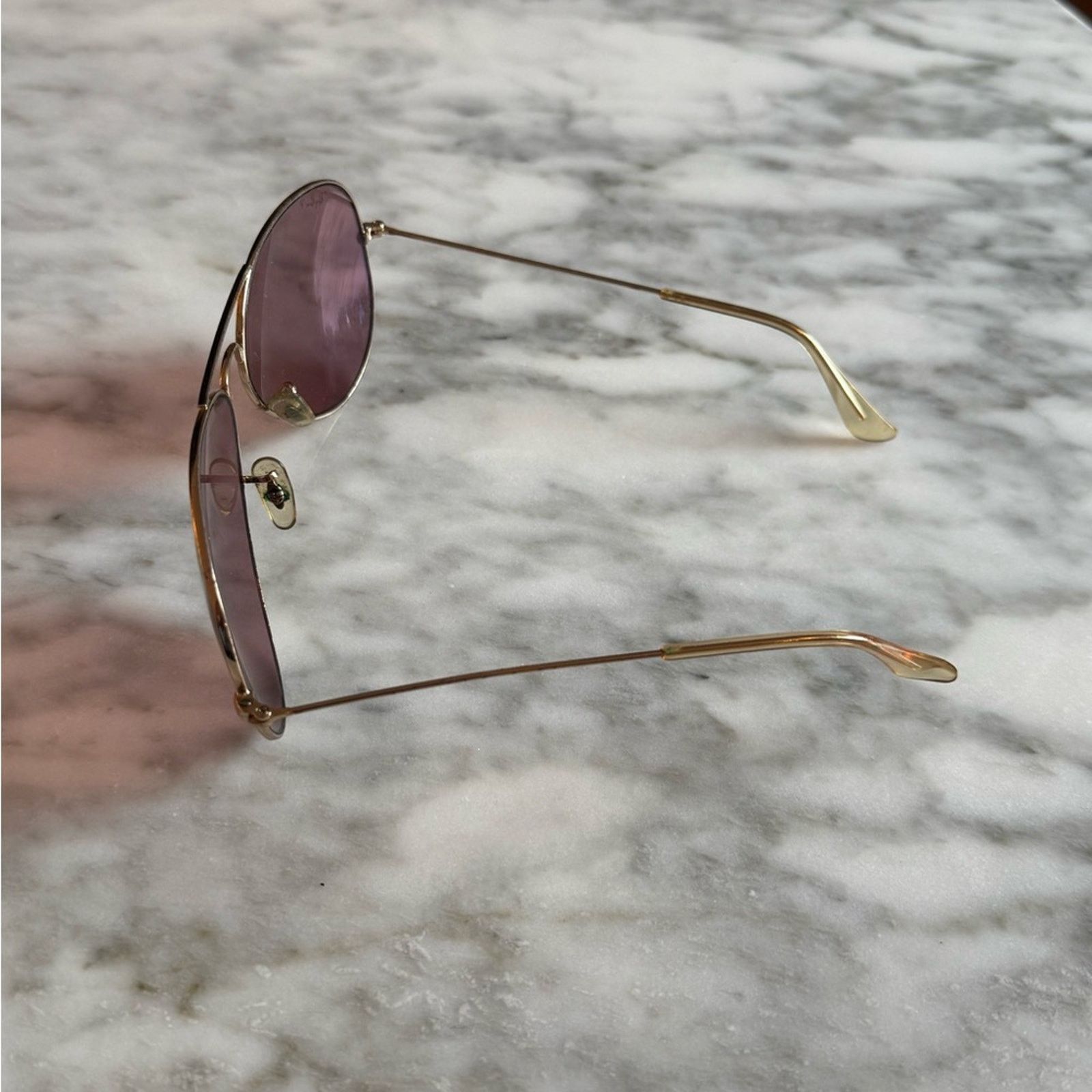 RayBan Ray-Ban Vintage Gold Frame Sunglasses with Pink Lenses Size ONE SIZE - 2 Thumbnail
