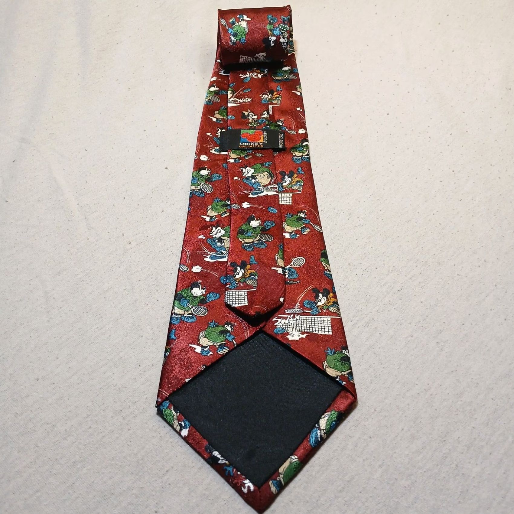 Mickey Unlimited VINTAGE Mickey Unlimited Disney Tie Burgundy Red Polyester 57"-60" Adjustable Logo Men Adult Boys Mens Girls Womens Size ONE SIZE - 4 Thumbnail