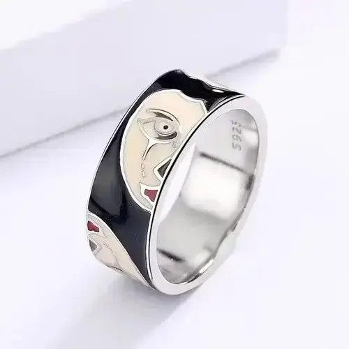 Japanese Brand Creative Handmade Irregular Half Face Enamel Heart Ring Size ONE SIZE - 2 Thumbnail