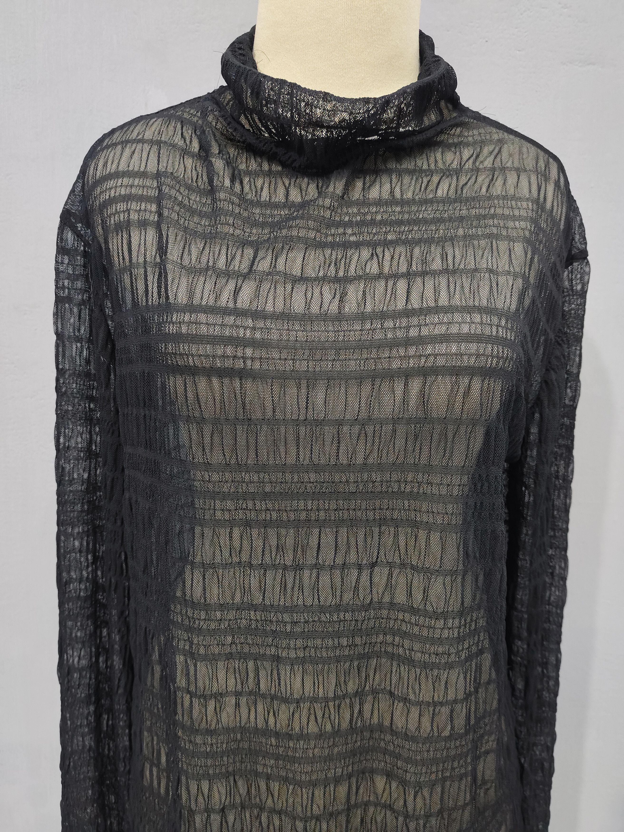 Japanese Brand Libby&Rose- Gothic Sheer Wrinkle Textured Layering Top Size L / US 10 / IT 46 - 2 Thumbnail