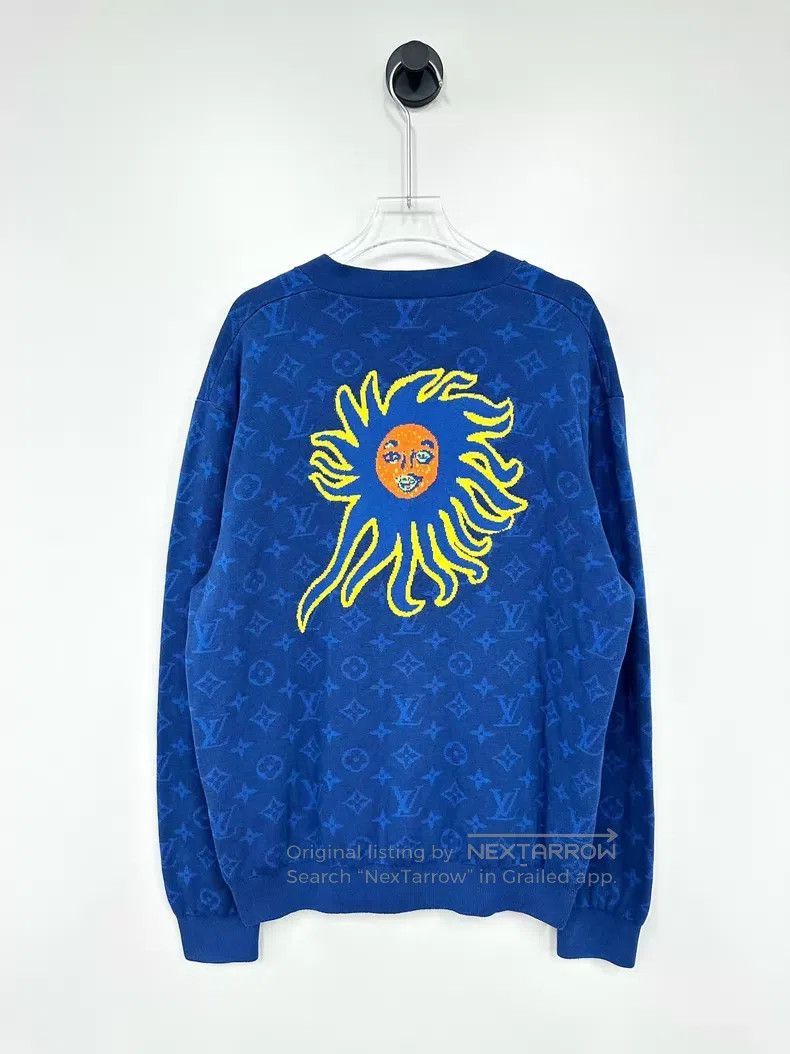 Louis Vuitton Louis Vuitton Blue Sunflower Full Logo Knitted Cardigan sh Size US M / EU 48-50 / 2 - 2 Thumbnail