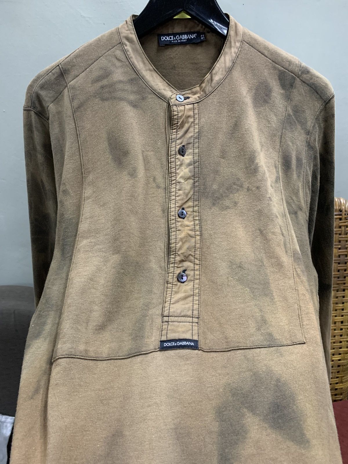 Dolce & Gabbana DOLCE & GABBANA ACID WASH HALF BUTTON LONGSLEEVE SHIRT Size US L / EU 52-54 / 3 - 3 Thumbnail