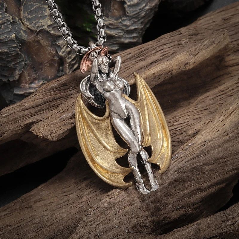 Vintage Gothic Golden Wings Angel Pendant Necklace Size ONE SIZE - 4 Thumbnail