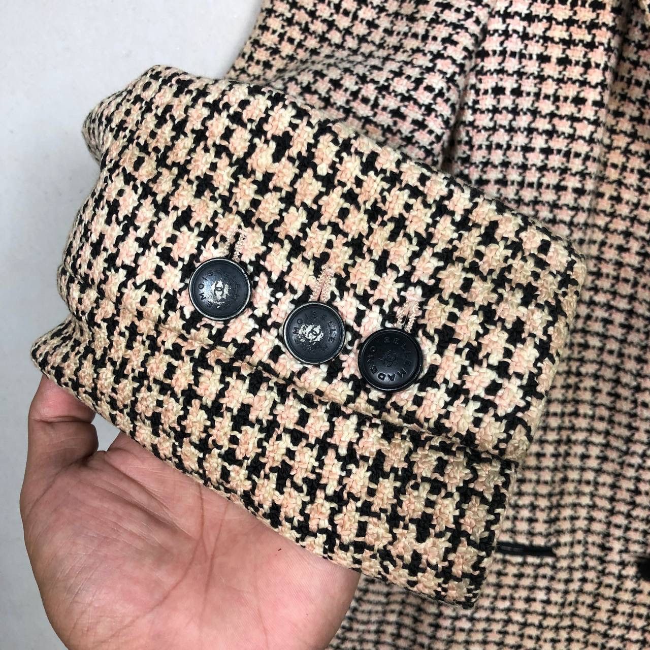 Chanel CHANEL Vintage 90s Pink Black Tweed Blazer FR36 Luxury Size XS / US 0-2 / IT 36-38 - 13 Thumbnail