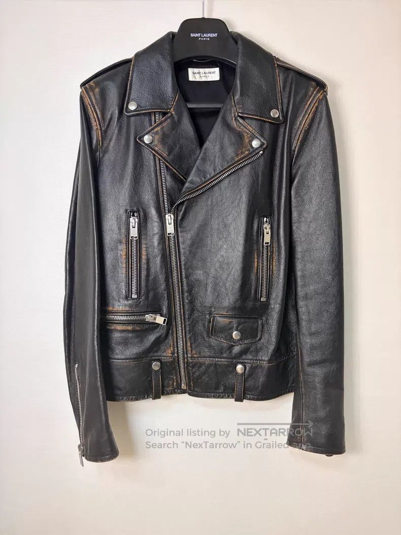 Saint Laurent Paris Saint Laurent Paris Distressed Motorcycle Leather Jacket i Size US M / EU 48-50 / 2 - 2 Thumbnail