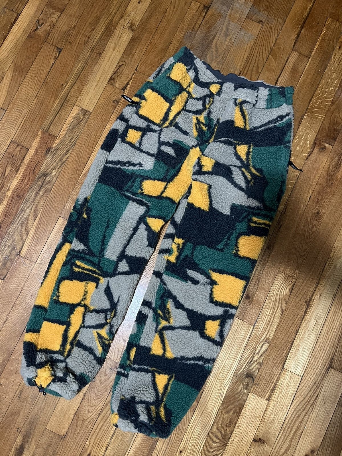 Stussy Stüssy Teddy Fleece Pants Joggers Green khaki Winter grey Size US 30 / EU 46 - 1 Thumbnail