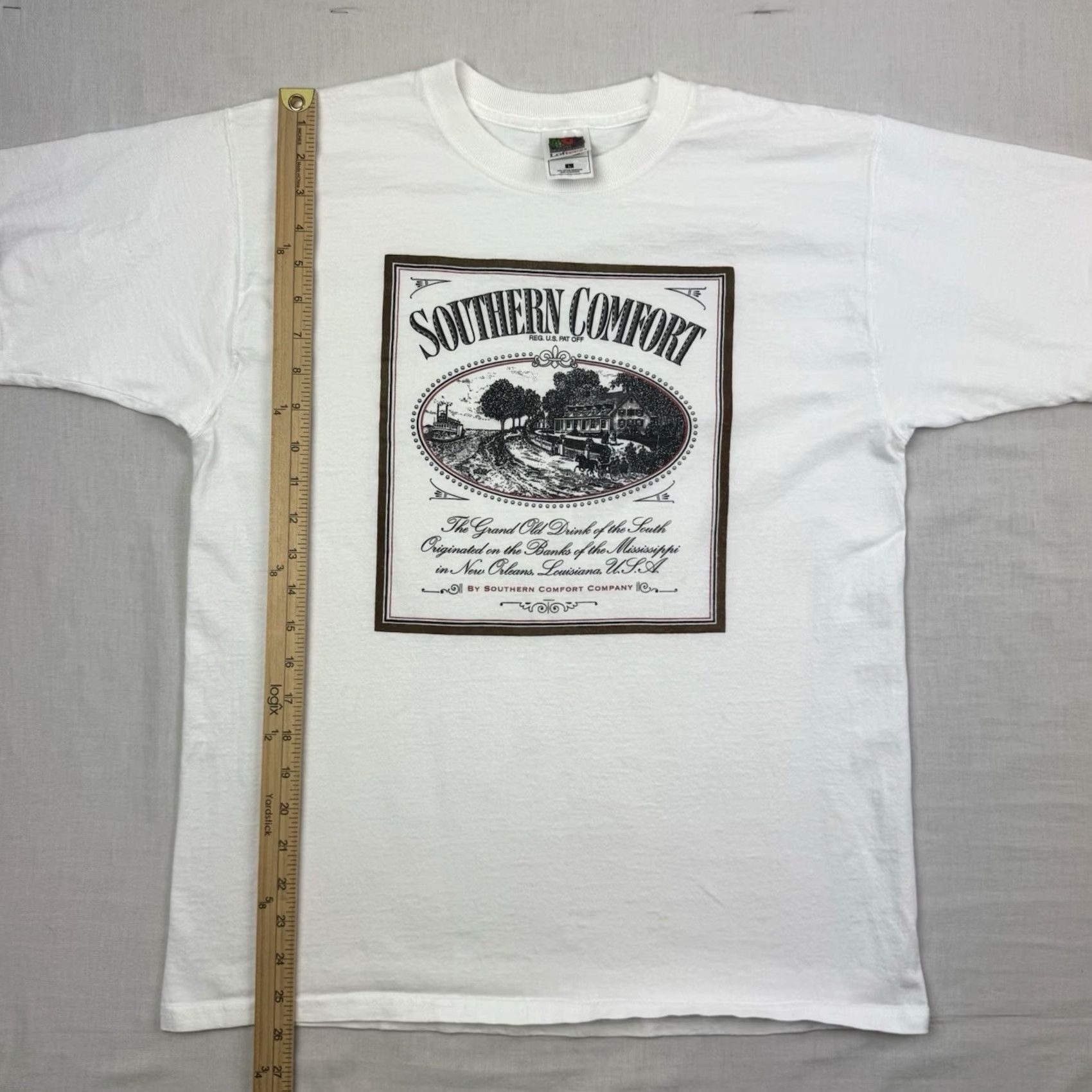 Fruit Of The Loom VINTAGE Southern Company Whiskey Promo T Shirt Adult Large White Cotton Fruit of the Loom Mens 90s USA Shirt Size US L / EU 52-54 / 3 - 6 Thumbnail