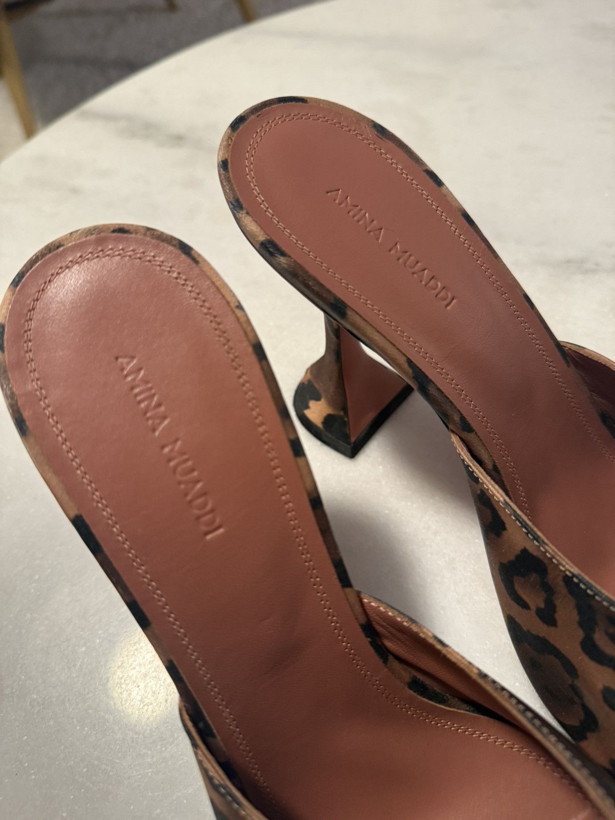Amina Muaddi Amina Muaddi satin leopard mules heels Size US 10 / IT 40 - 2 Thumbnail