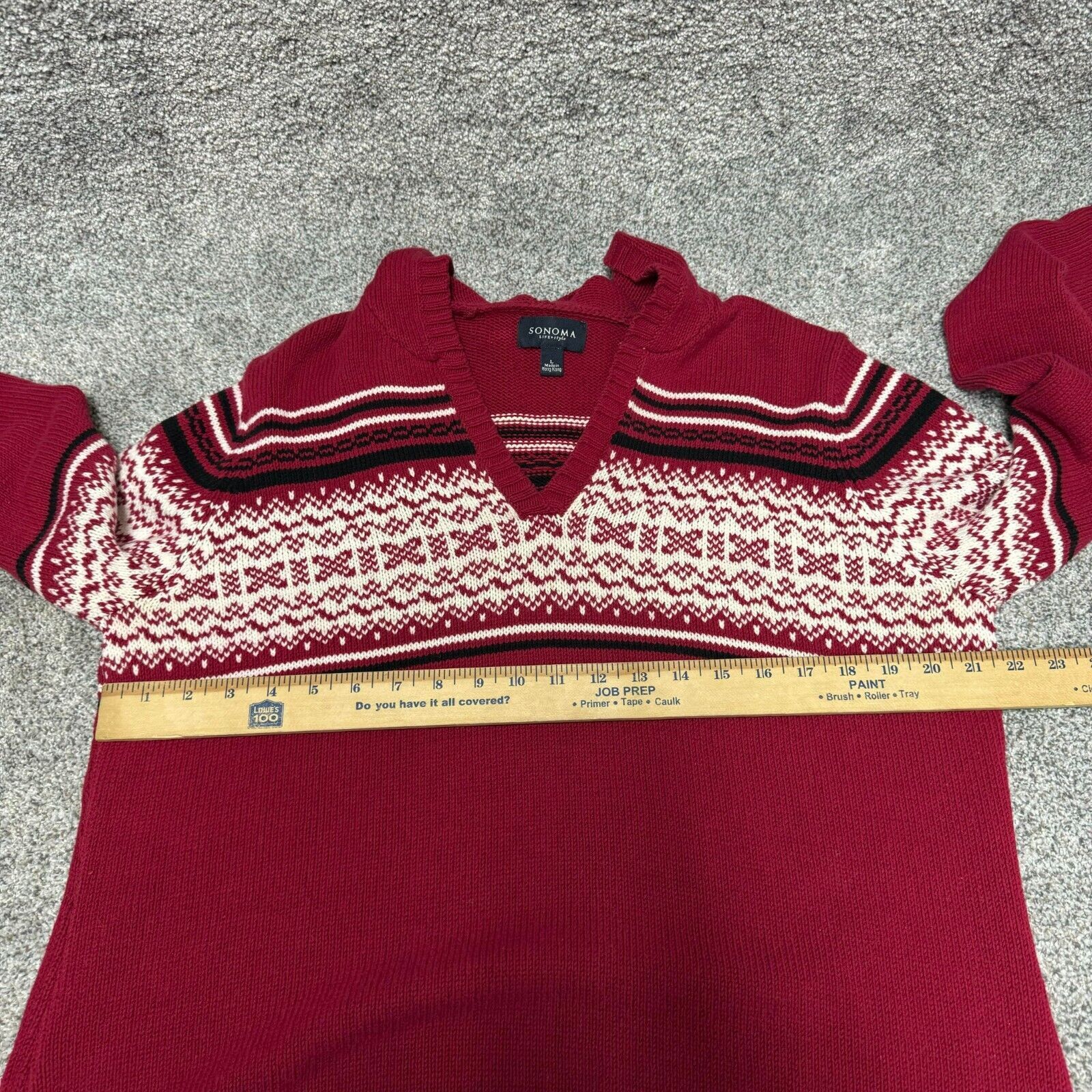 Sonoma Vintage Hooded Sweater Womens L Fair Isle Grandpa 90s Y2K Size L / US 10 / IT 46 - 6 Thumbnail