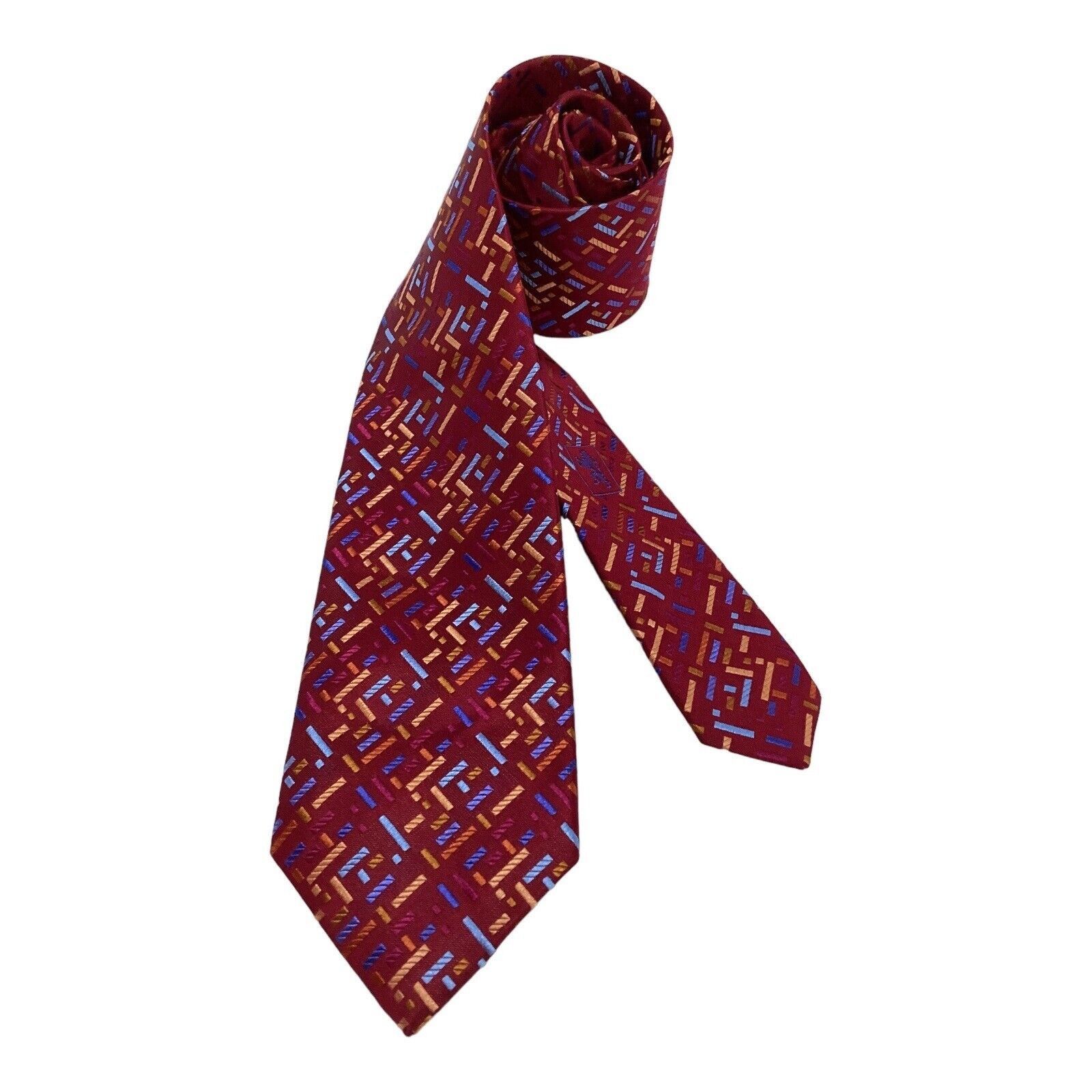 BUGATCHI BUGATCHI Red Geometric Luxury Silk Mens Tie Made In Italy W Size ONE SIZE - 1 Thumbnail