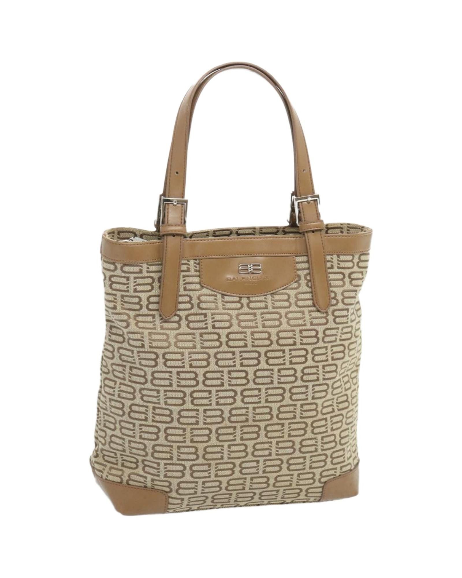 image of Balenciaga Beige Canvas Hand Bag With Understated Sophistication, Women's