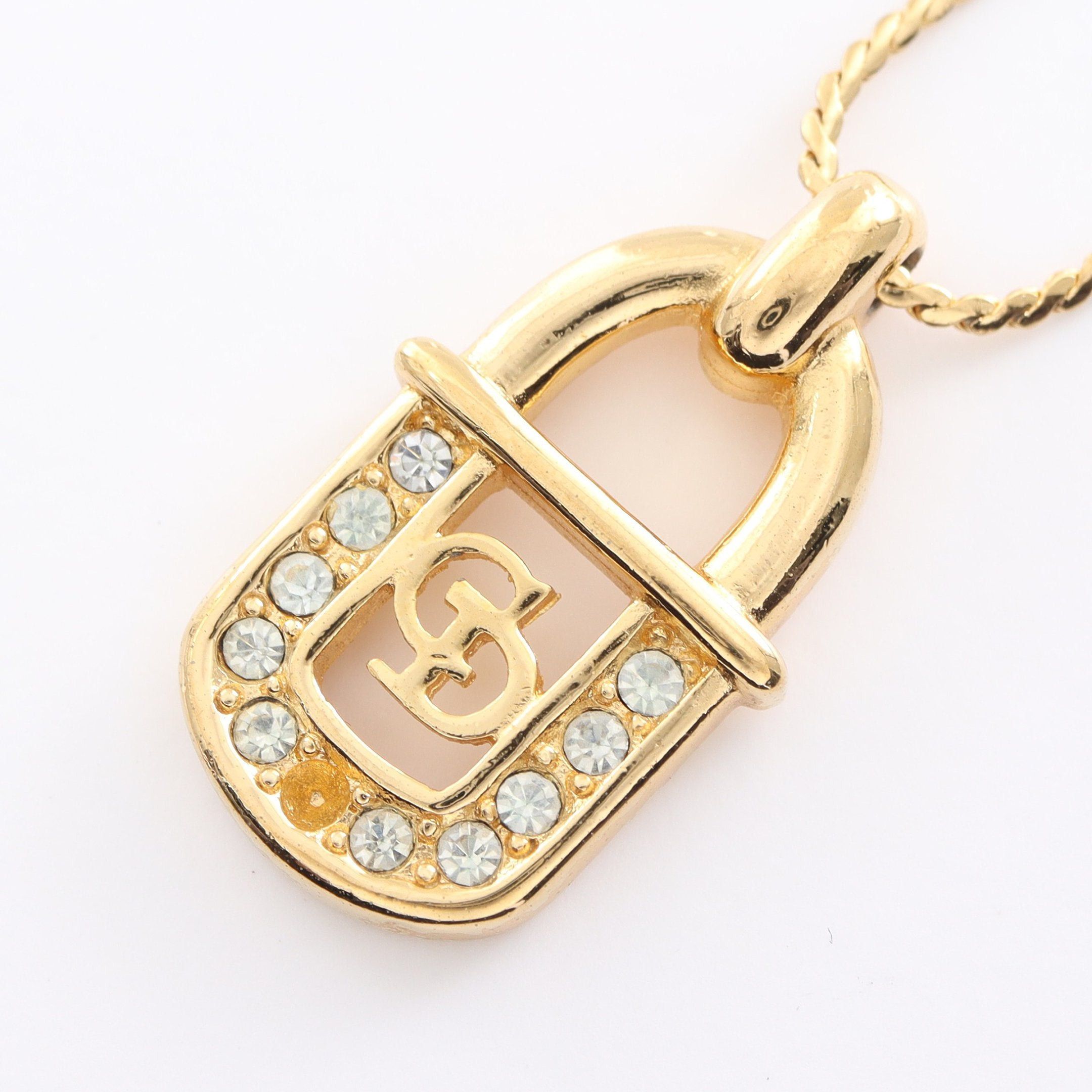 Dior Dior Cd Logo Necklace Gp Rhinestone Gold Clear Size ONE SIZE - 1 Thumbnail