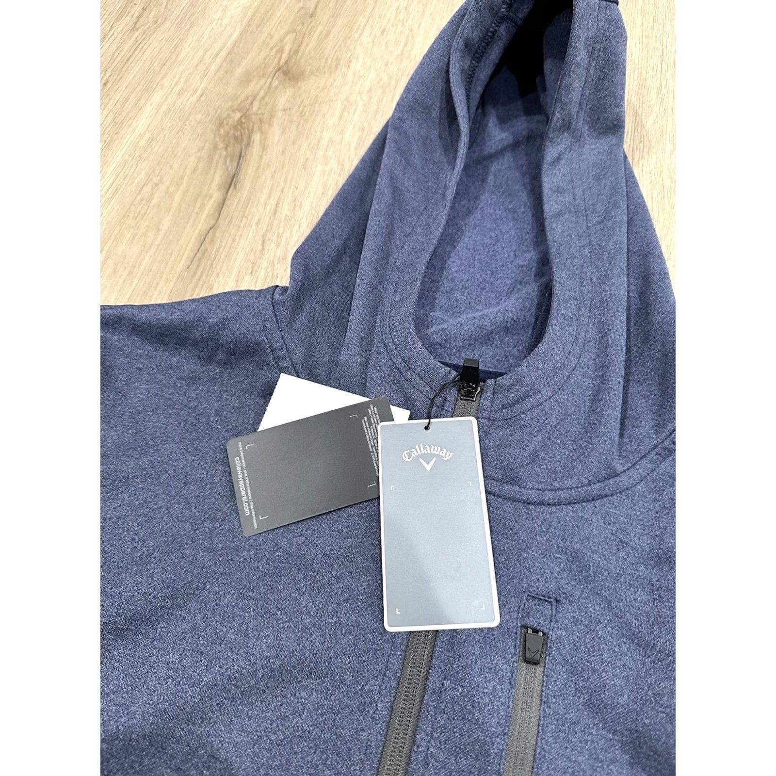 Callaway Callaway Men’s XL Blue Full Zip Hoodie Jacket Peacoat Heather Golf UPF NWT Size US XL / EU 56 / 4 - 6 Thumbnail
