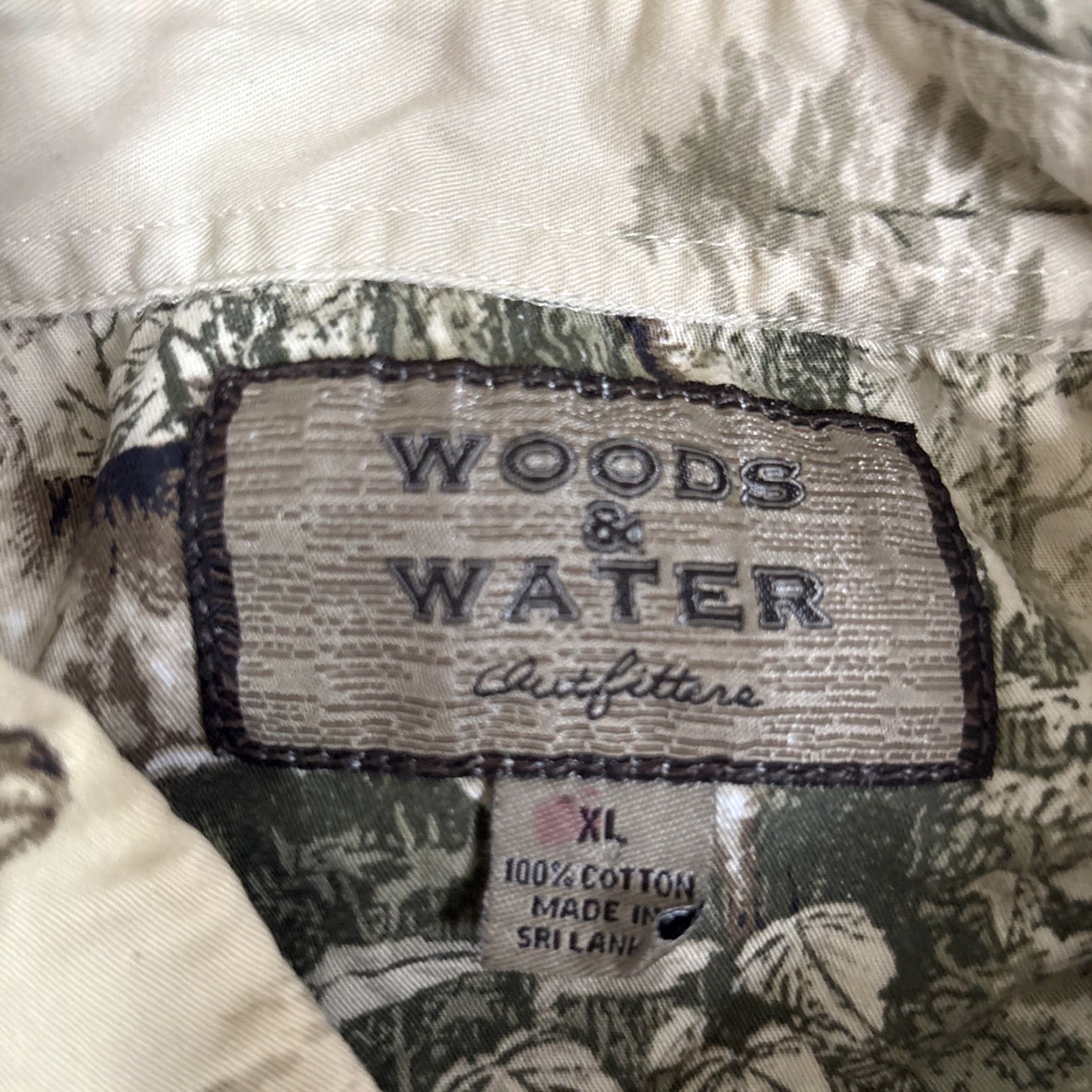 Vintage Woods & Water Outfitters Shirt Button-Up Long Sleeve XL Beige Deer Buck Hunting Camp Casual Outdoors Size US XL / EU 56 / 4 - 2 Thumbnail