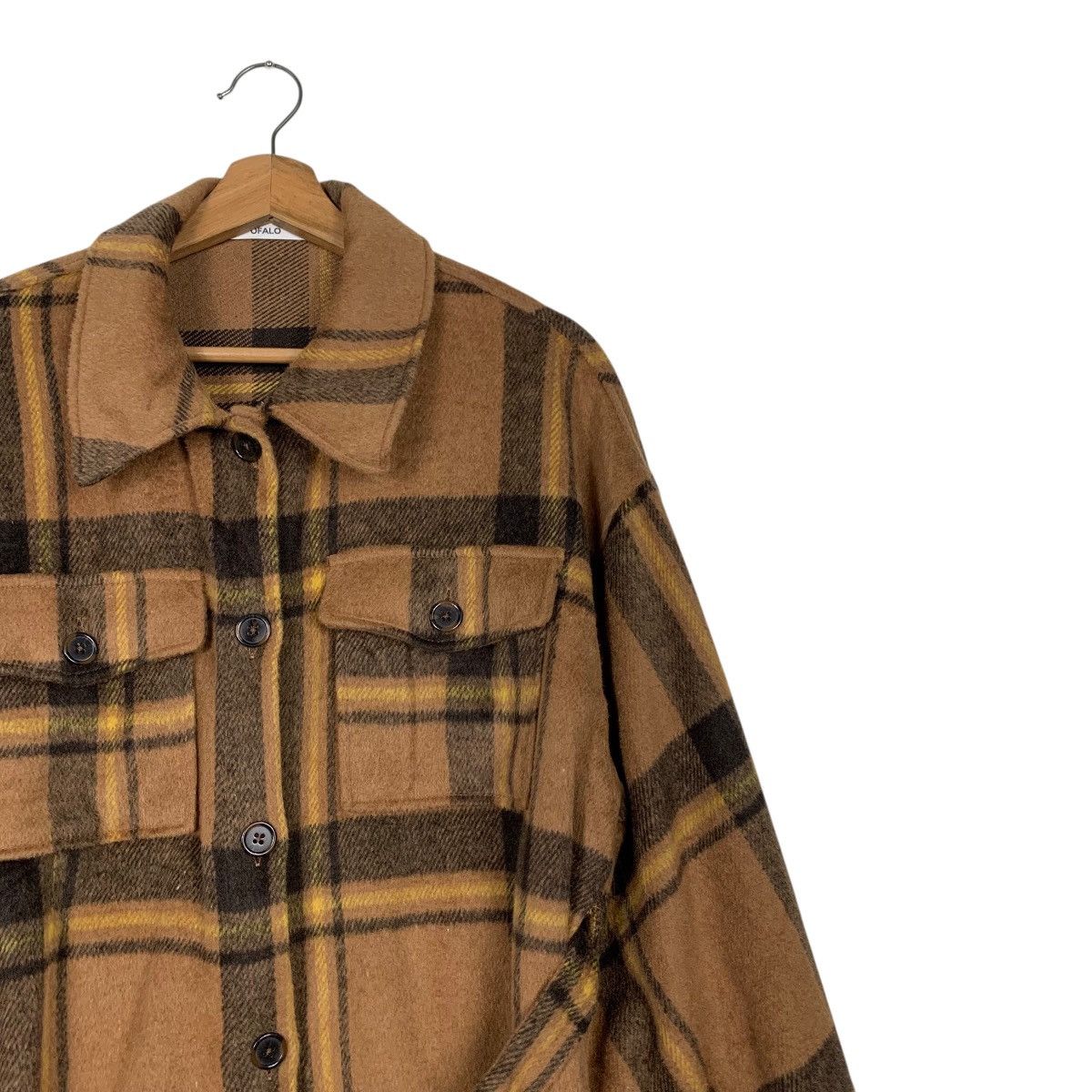 Japanese Brand OFALO Checked Belted Flannel Jacket #2438-C109 Size M / US 6-8 / IT 42-44 - 5 Thumbnail