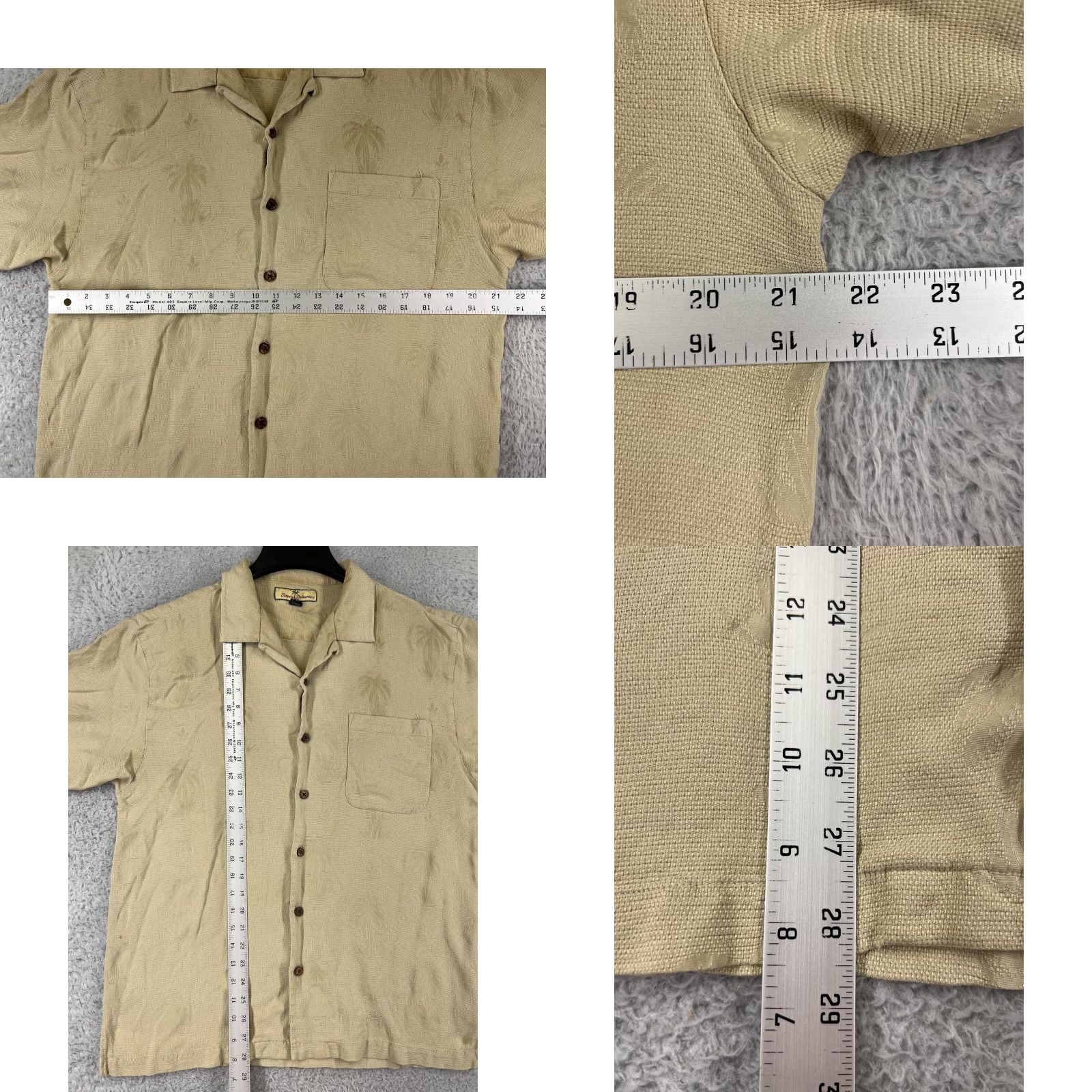 Tommy Bahama Tommy Bahama Shirt Mens Large Beige Palm Tree Floral Silk Hawaiian Button Up Size US L / EU 52-54 / 3 - 9 Thumbnail