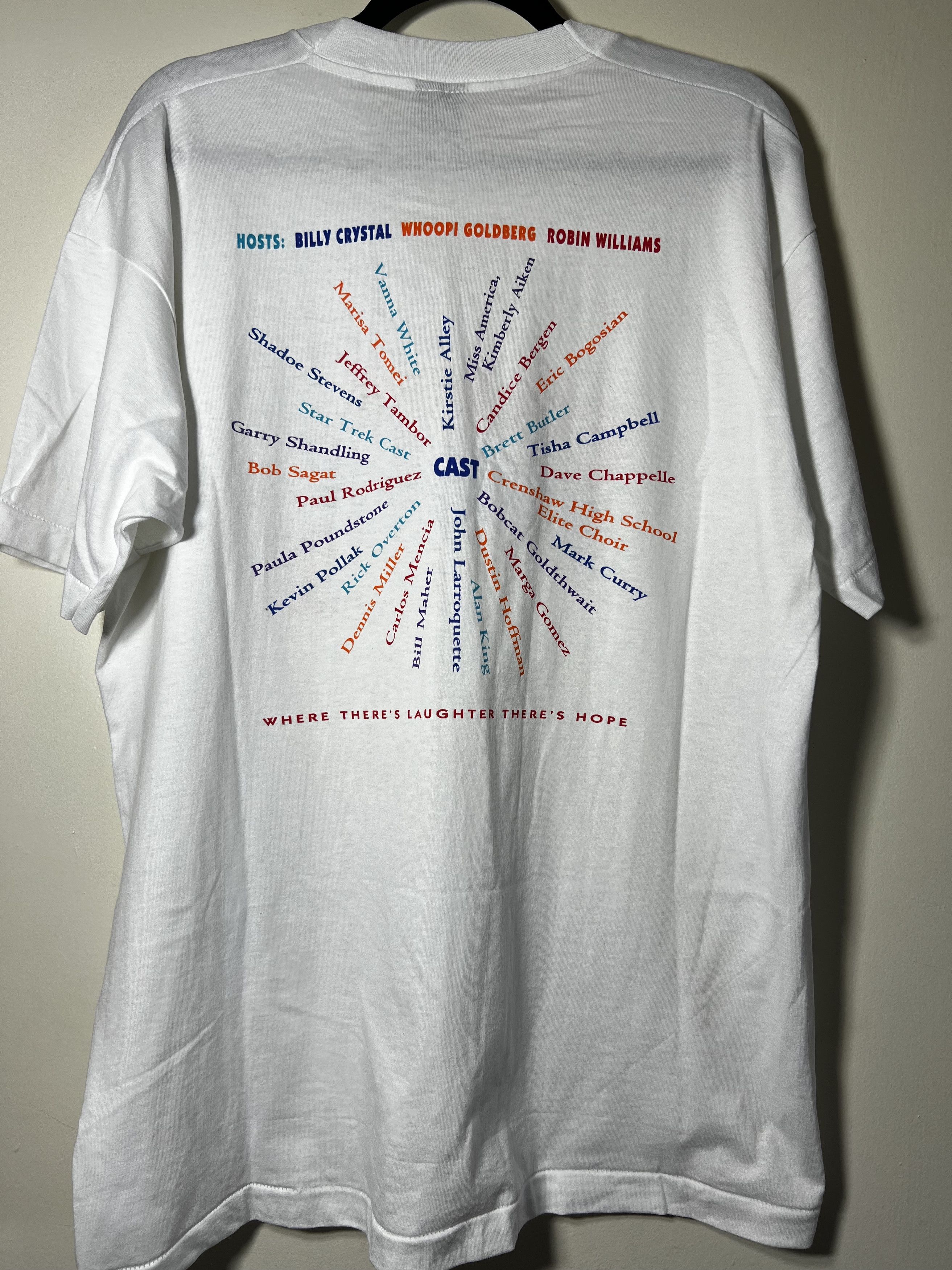 Vintage Vintage 1990's Comic Relief VI Double Sided Comedy T-Shirt Size US XL / EU 56 / 4 - 7 Thumbnail