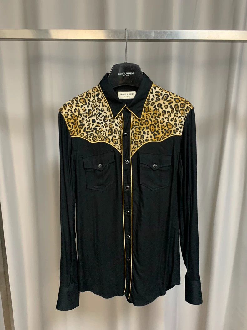 Saint Laurent Paris Saint Laurent Paris 2016FW Leopard print patchwork shirt Size US S / EU 44-46 / 1 - 1 Thumbnail