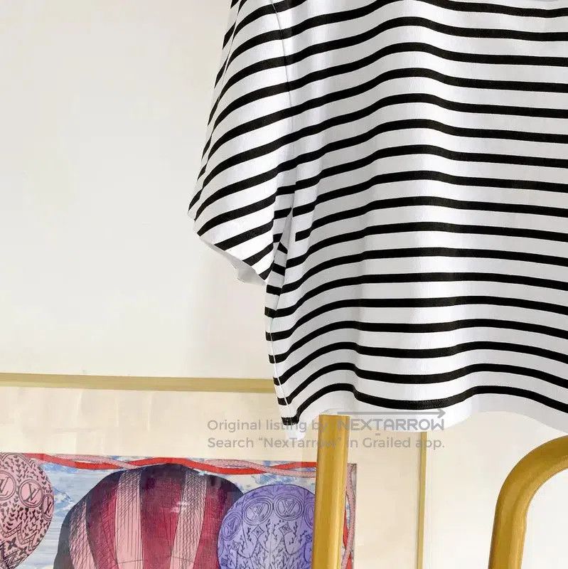 Miu Miu Miu Miu Black and White Striped Crop T-Shirt . Size S / US 4 / IT 40 - 4 Thumbnail
