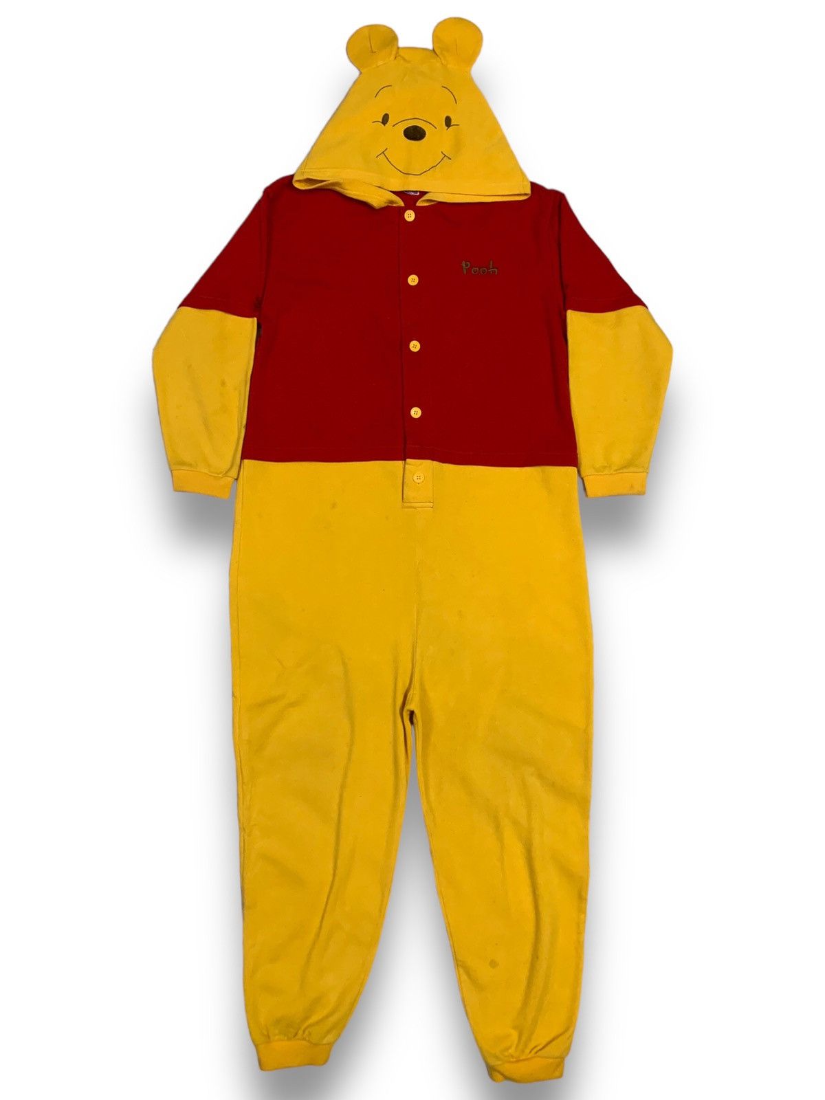image of Cartoon Network x Disney Vintage Disney Winnie The Pooh Pajama Costume/overalls in Red/Yellow (Size