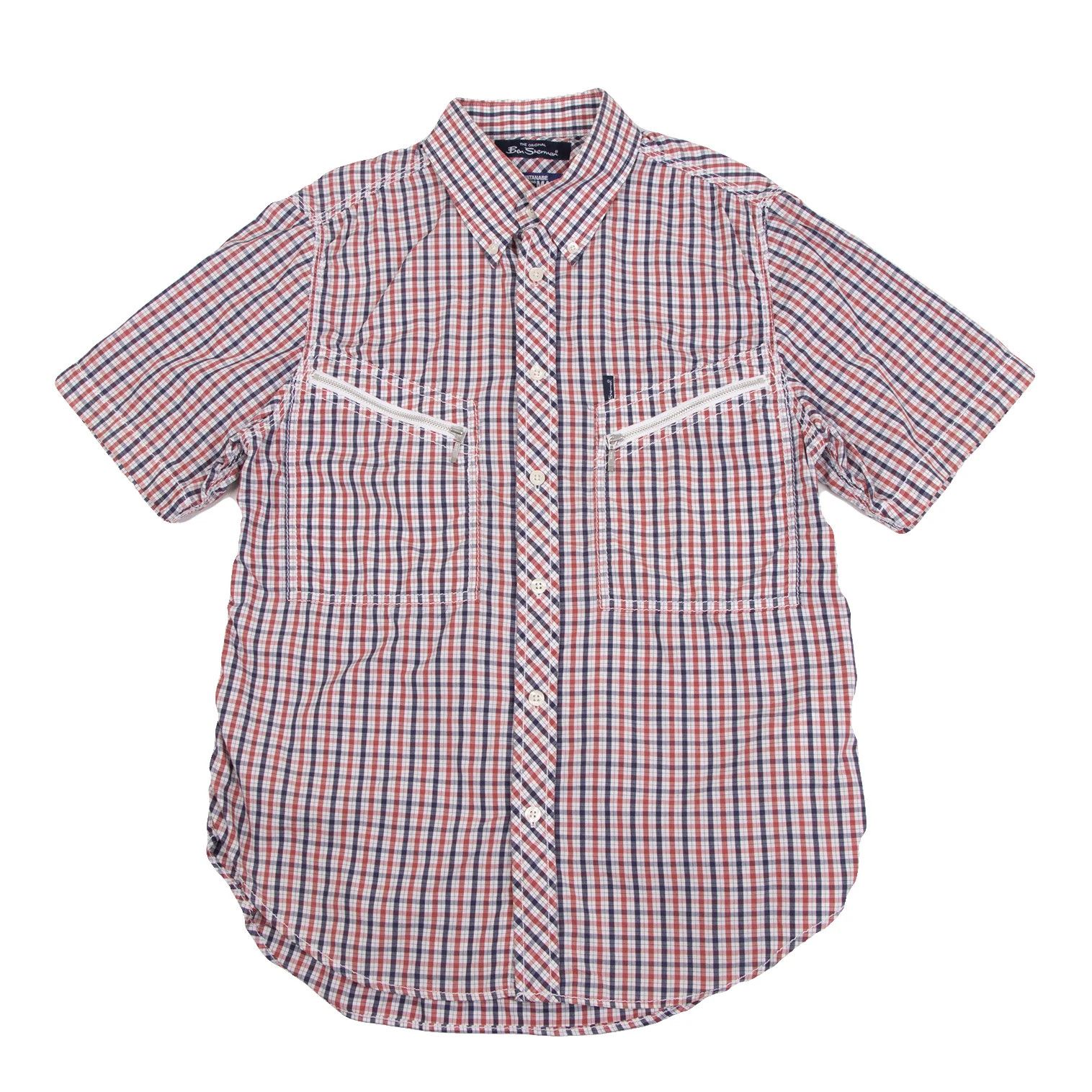 Junya Watanabe Zipper Pocket Puckering Check Short Sleeve Shirt Navy Red Size US S / EU 44-46 / 1 - 1 Thumbnail