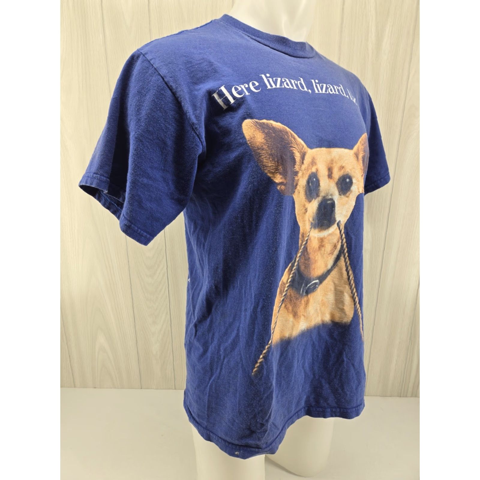 Tultex VINTAGE Tultex T-Shirt Double-Sided Blue LARGE Graphic Print 90s Taco Bell Here Lizard Chihuahua Godzilla Dogs Dogs Mens Shirt Size US L / EU 52-54 / 3 - 7 Thumbnail