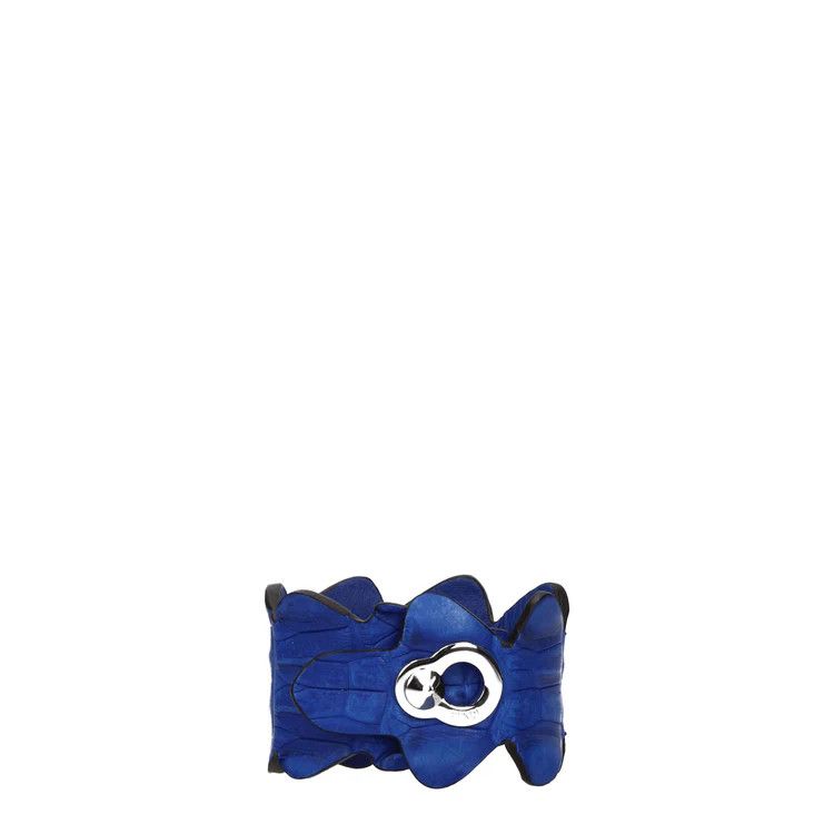 Fendi ob1o1e1124 Size: M / Leather Crocodile Bracelet in Blue Size ONE SIZE - 1 Thumbnail