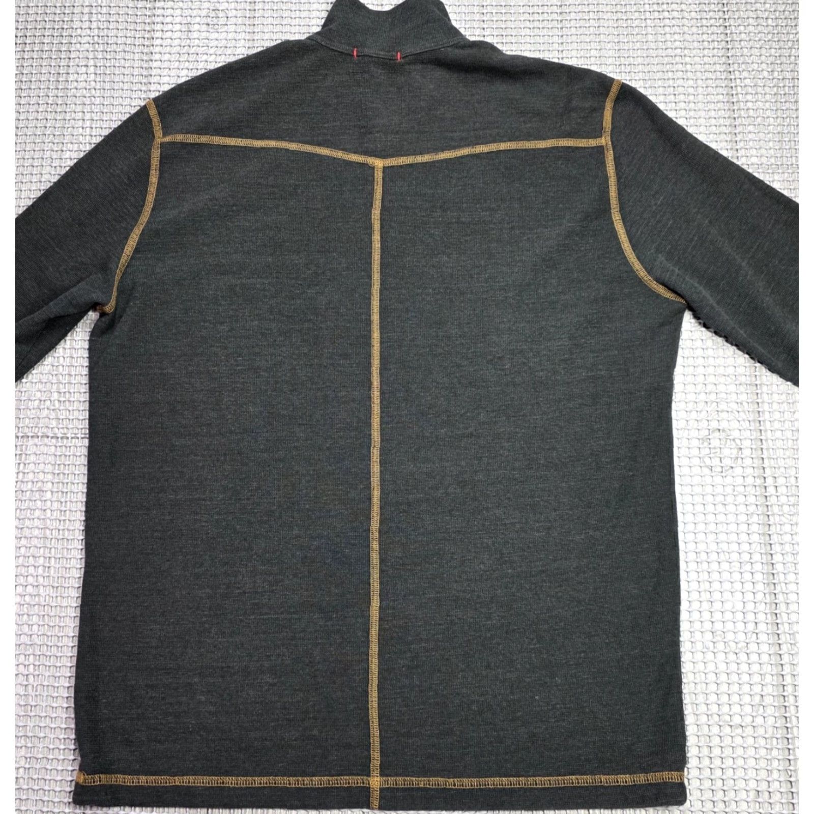 Vintage Agave Mens Grey Tan Stitch Pullover 1/4 Zip Long Sleeve Mock Neck Sweater Sz L US Theme USA Outdoor Golf Casual Workwear | Mens | Sweater Size US L / EU 52-54 / 3 - 5 Thumbnail
