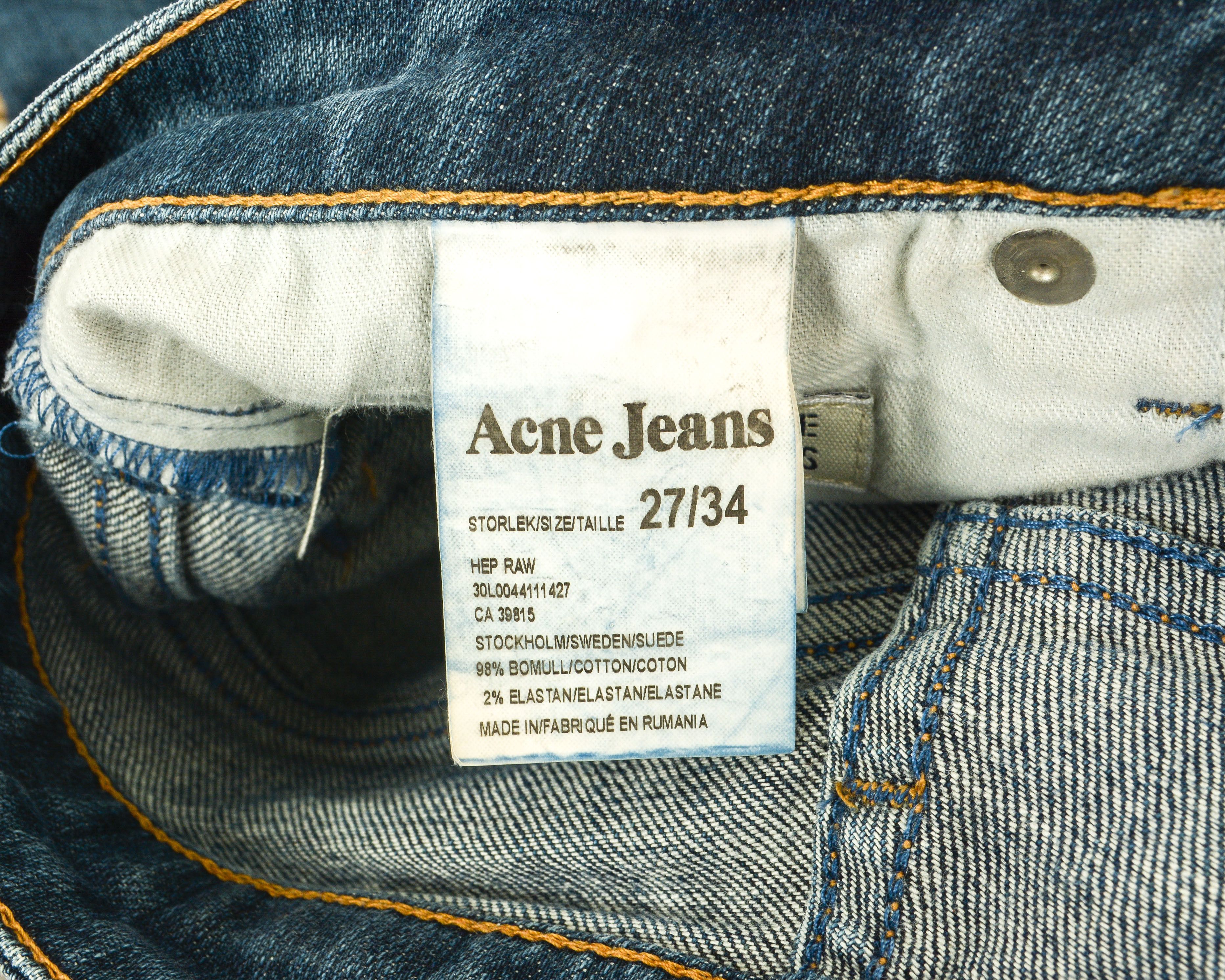 Acne Studios Jeans Hep Raw Women's W27 L34 Skinny Slim Denim Trousers Size 27" / US 4 / IT 40 - 4 Thumbnail