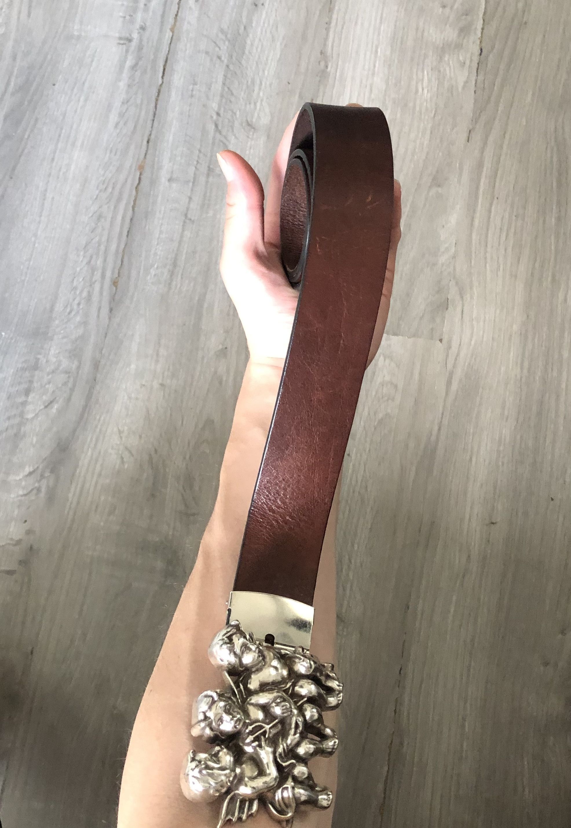Vintage Leather Belt with Angels Size ONE SIZE - 4 Thumbnail