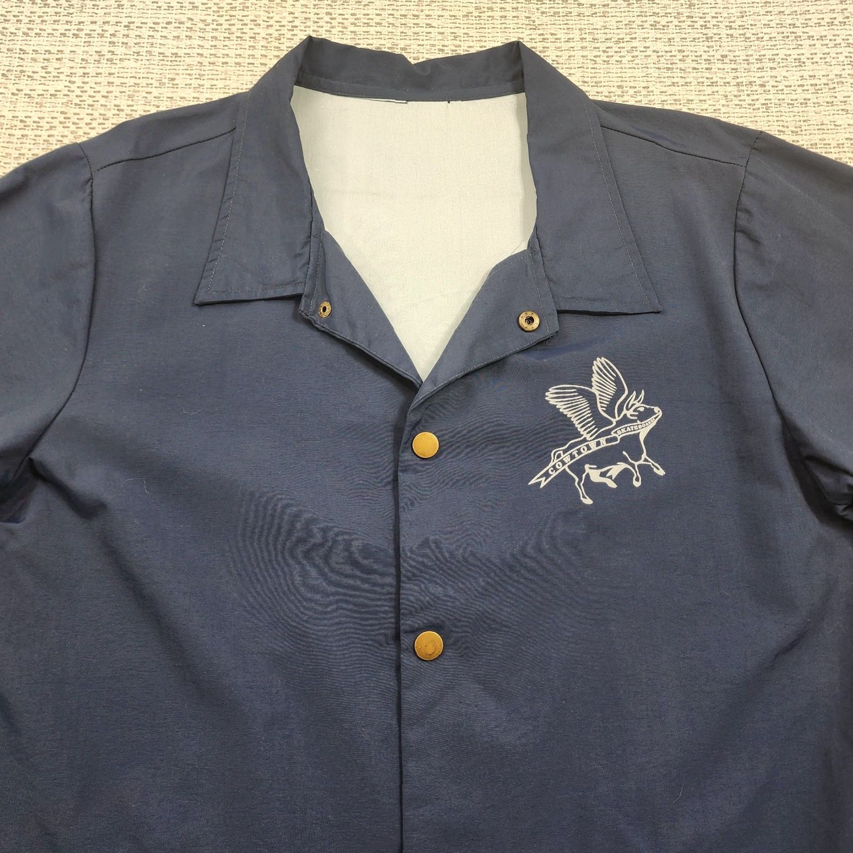 Vintage VINTAGE Cowtown Skateboards Jacket Windbreaker Mens XL Navy Snap Front Back Print Size US XL / EU 56 / 4 - 6 Thumbnail