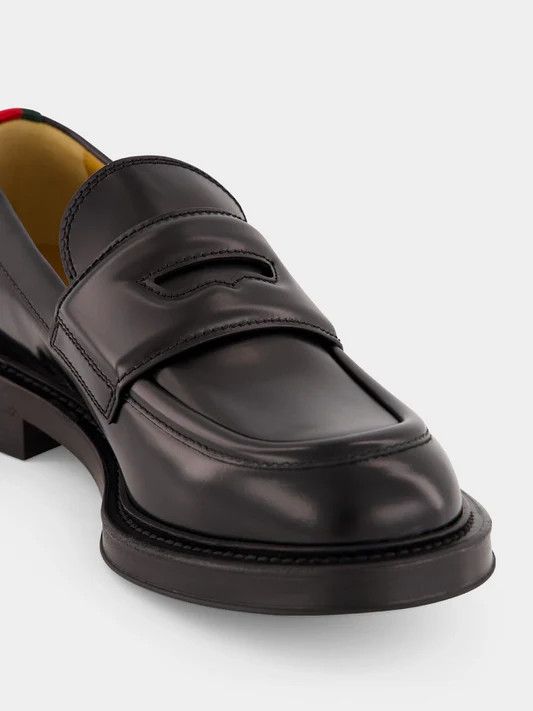 Gucci o1mt1gz0925 Men's Loafers With Web in Black Size US 12.5 / EU 45-46 - 7 Thumbnail