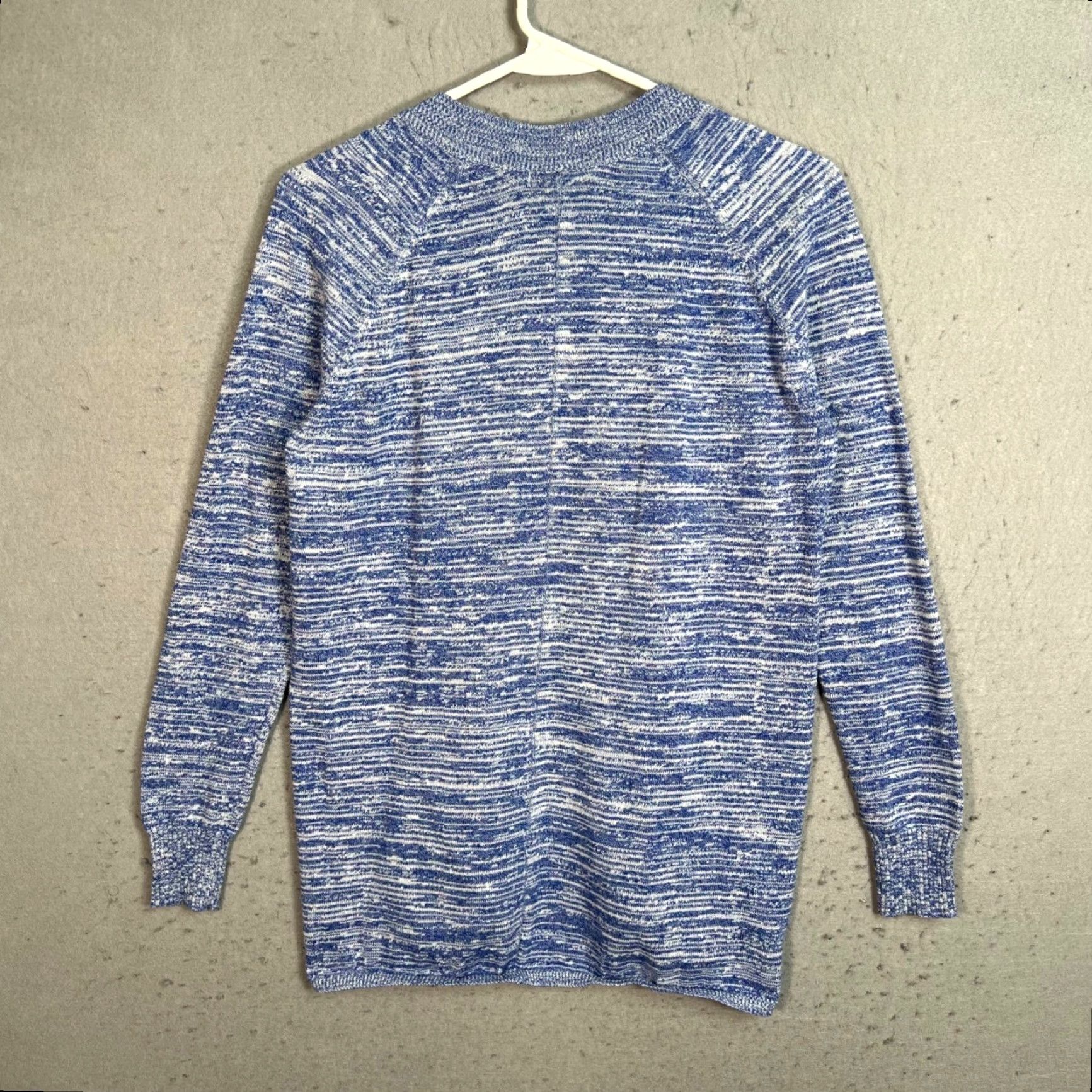 Vintage Skies Are Blue Cardigan Sweater Womens Small Open Front Knit Marled Blue Winter Casual - Adult Womens Small - S - Blue - Cardigan - Womens Size S / US 4 / IT 40 - 2 Thumbnail