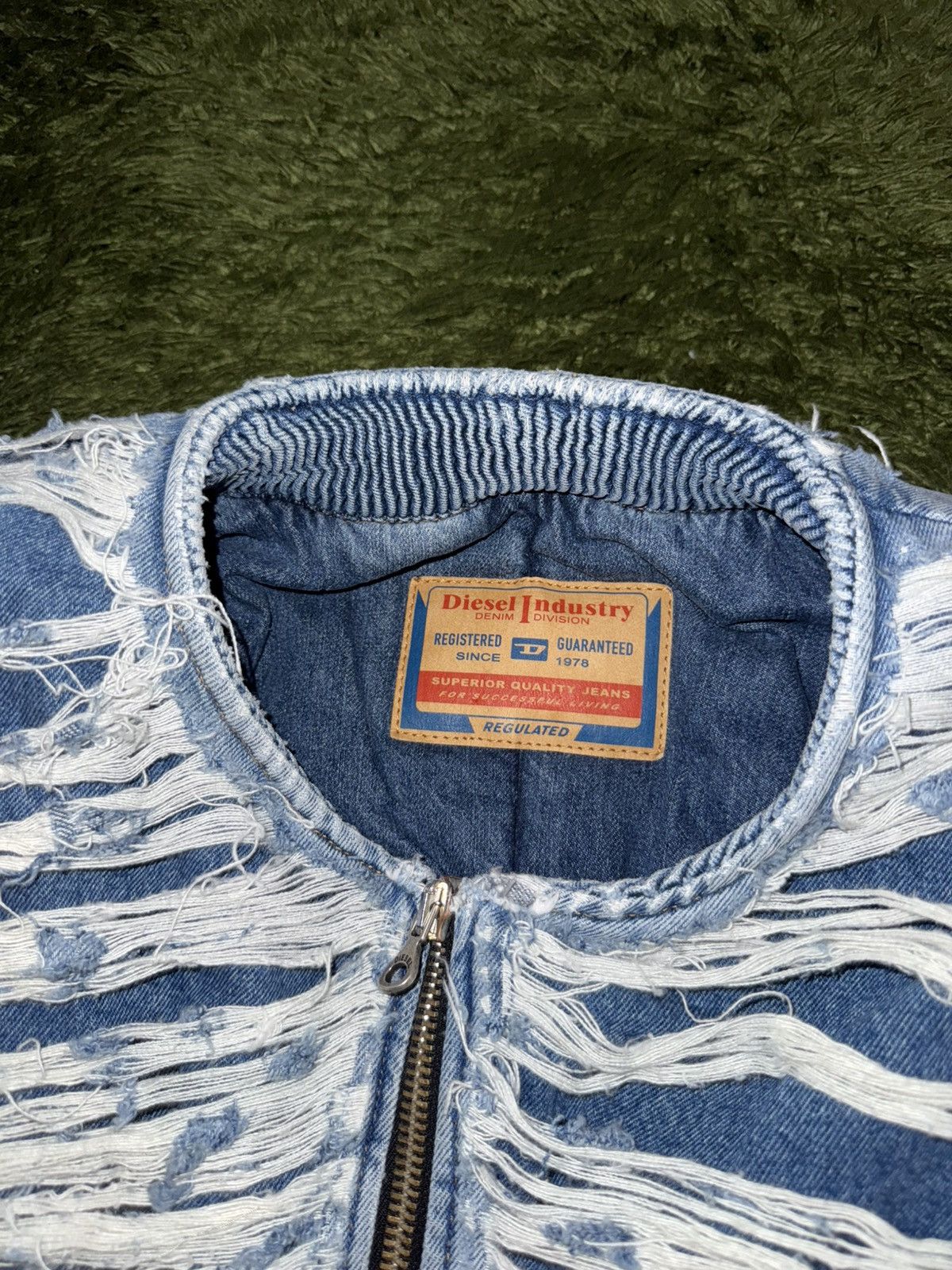 Diesel [XL] Diesel Destroyed Heavyweight Denim Bomber Jacket Size US XL / EU 56 / 4 - 3 Thumbnail