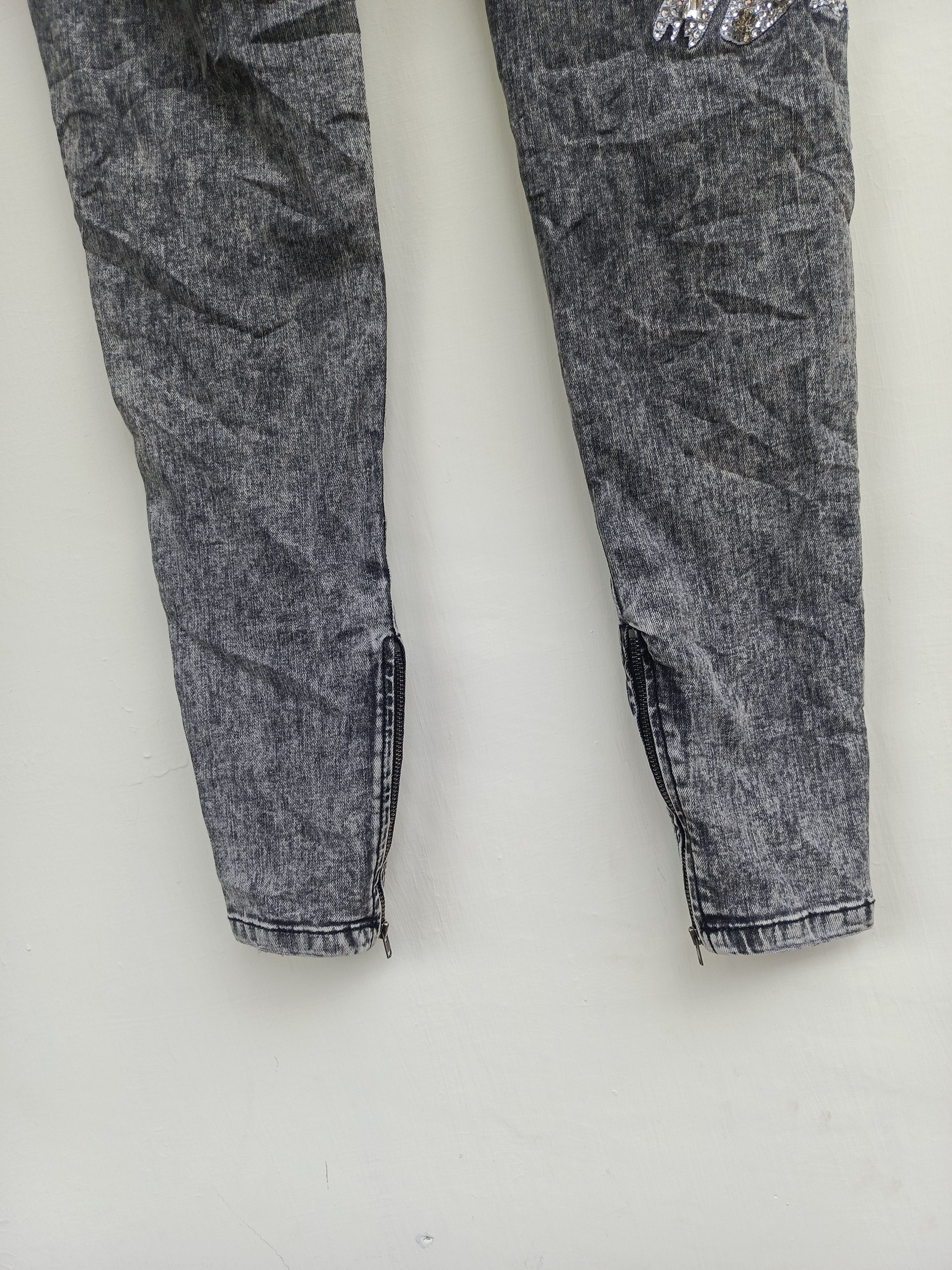 Philipp Plein Philipp Plein Rhinestone Denim Jeans. Luxury Streetwear Size 27" / US 4 / IT 40 - 7 Thumbnail