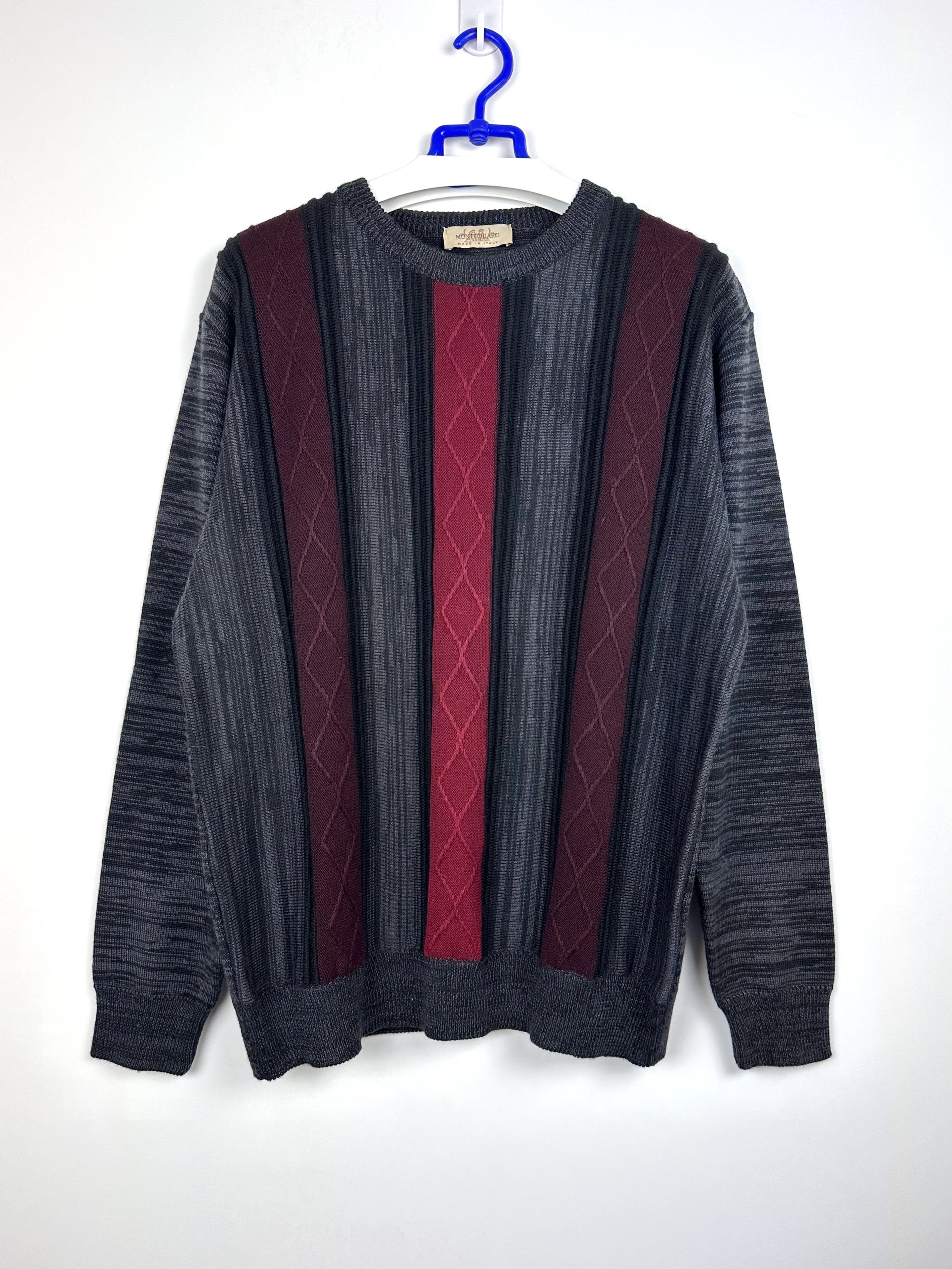 Designer Montechiaro Italy cableknit retro wool sweater Size US XL / EU 56 / 4 - 1 Thumbnail