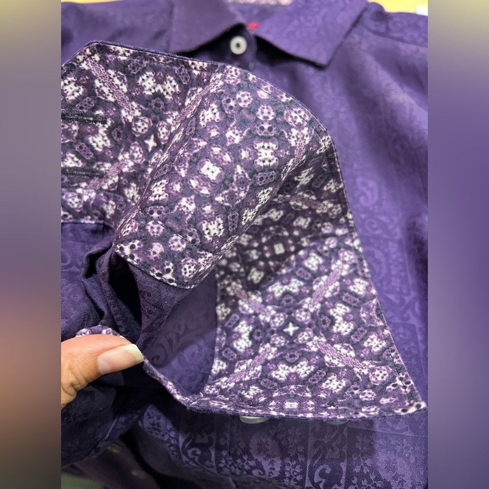 Robert Graham Purple Paisley Scroll Long Sleeve Dress Shirt