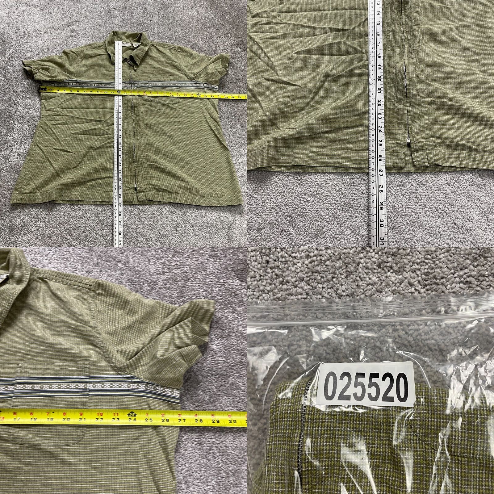 Faded Glory Faded Glory Full Zip Blouse Shirt Womens 28W Green Plaid Cotton Short Sleeve Size 4XL / US 24-26 - 8 Thumbnail