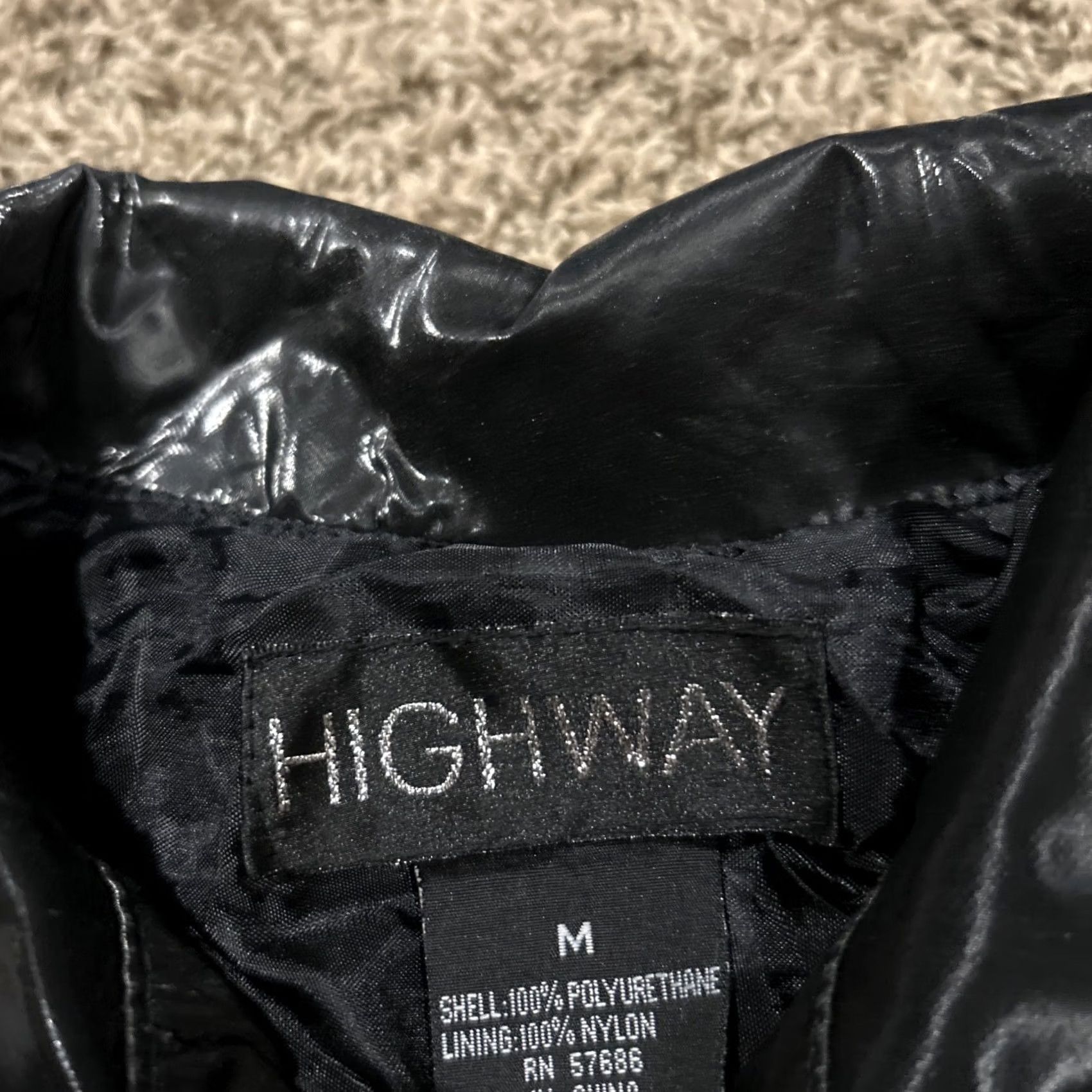 Vintage Highway Jacket Womens M Faux Leather Motorcycle Jacket Biker Style Button Up Black Short 20” Lined Nylon Fall Spring Winter Size M / US 6-8 / IT 42-44 - 2 Thumbnail