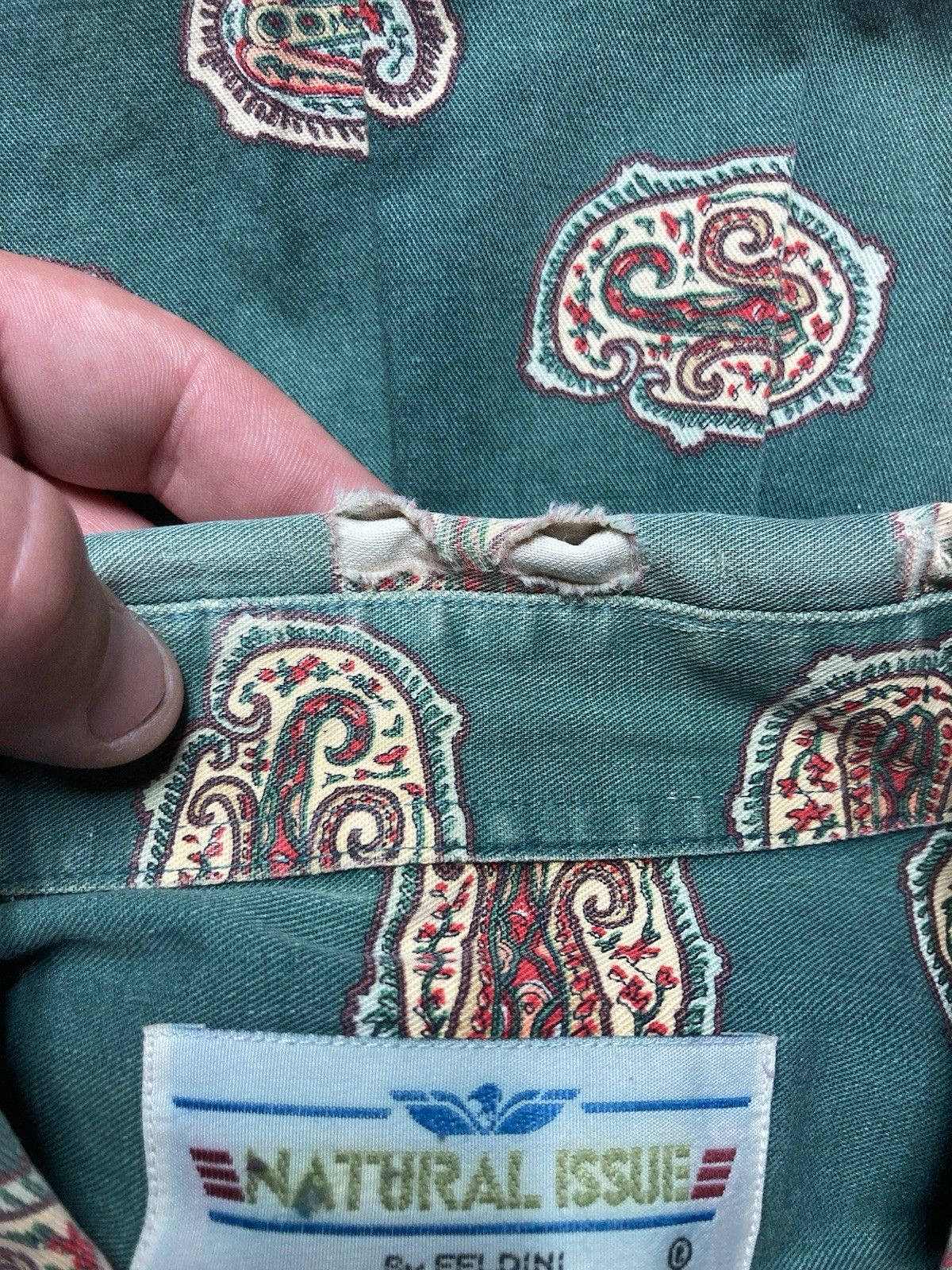 Vintage Vtg button shirt all over print paisley stripe cotton medium Size US M / EU 48-50 / 2 - 7 Thumbnail