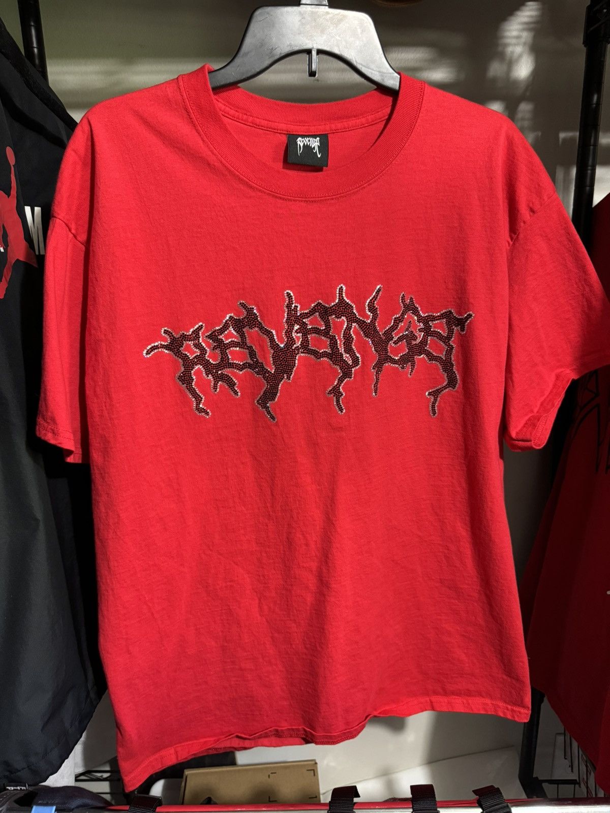 Revenge Revenge Rhinestone Lightning Tee Red XL Size US XL / EU 56 / 4 - 1 Thumbnail