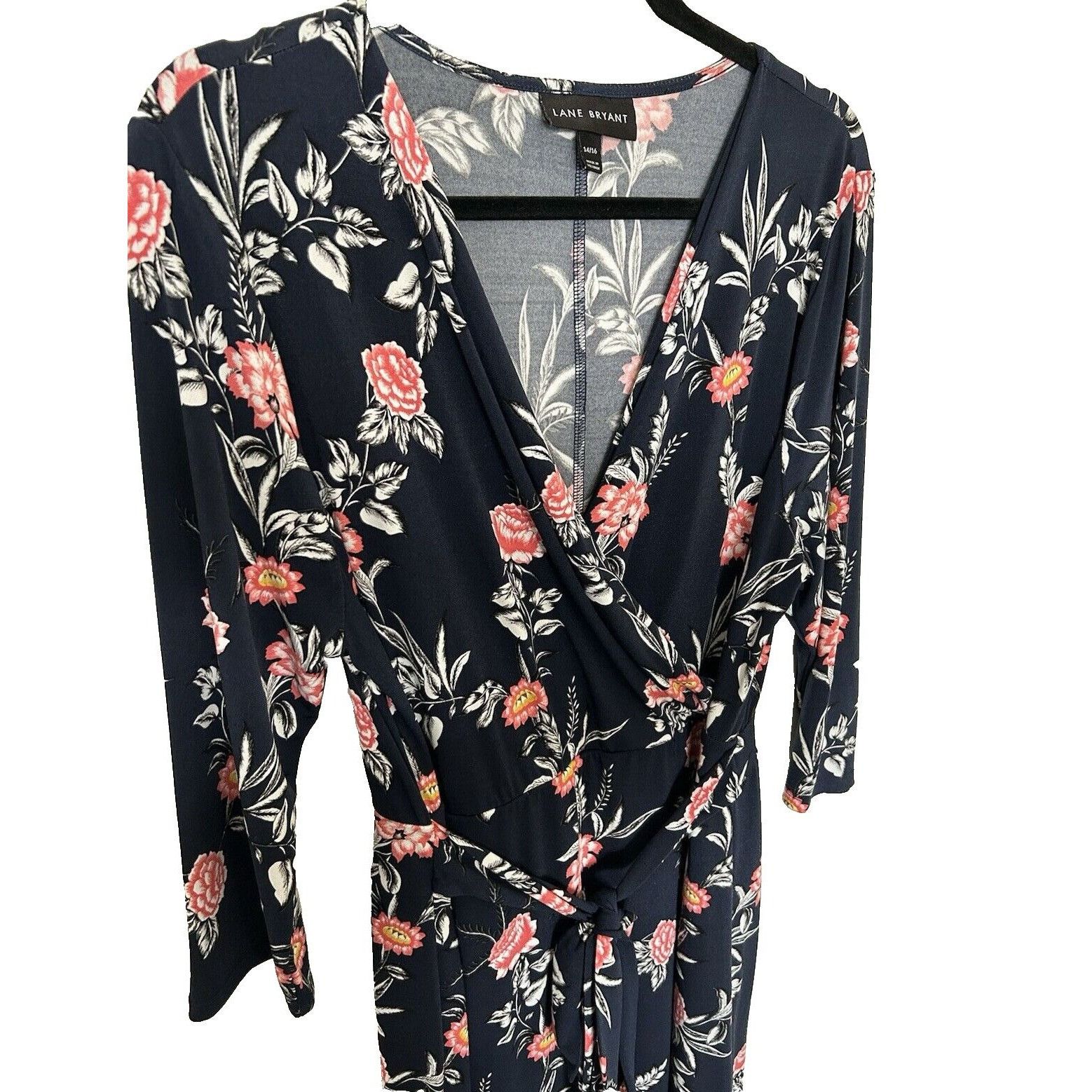 Other Lane Bryant Womens Blue Floral Faux Wrap Dress Sz 14/16 Stre Size XL / US 12-14 / IT 48-50 - 3 Thumbnail