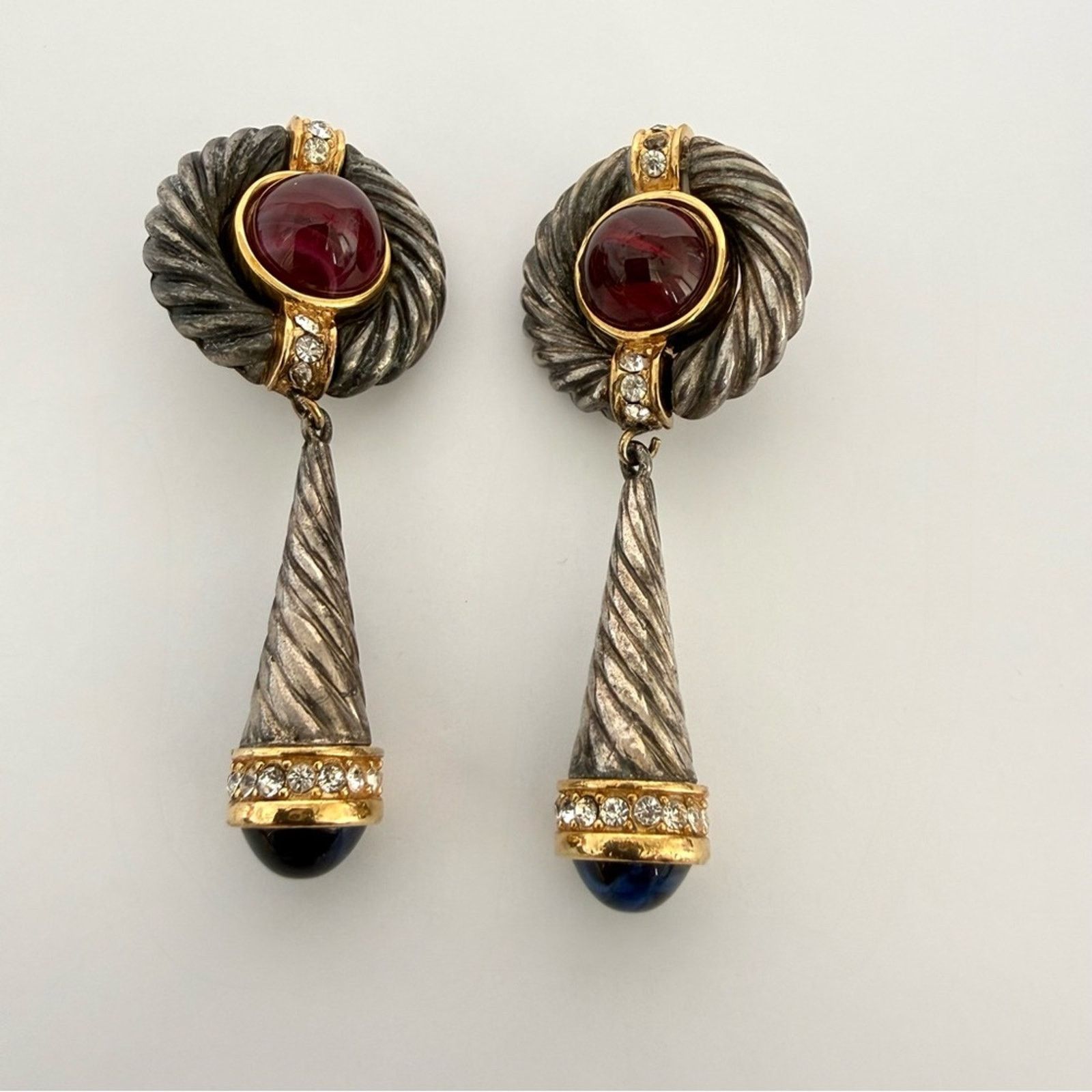 Givenchy Givenchy Faux Sapphire Ruby & Crystal Clip On Earrings Size ONE SIZE - 1 Thumbnail