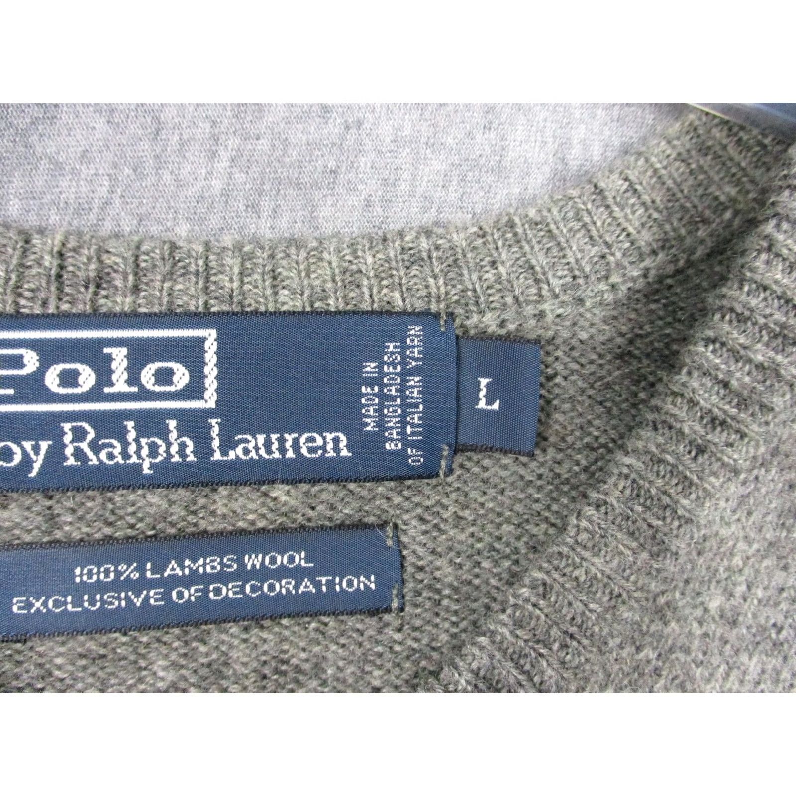 Polo Ralph Lauren Polo by Ralph Lauren Sweater Mens Large Gray V-Neck Lambswool Knit Pony Logo Size US L / EU 52-54 / 3 - 5 Thumbnail